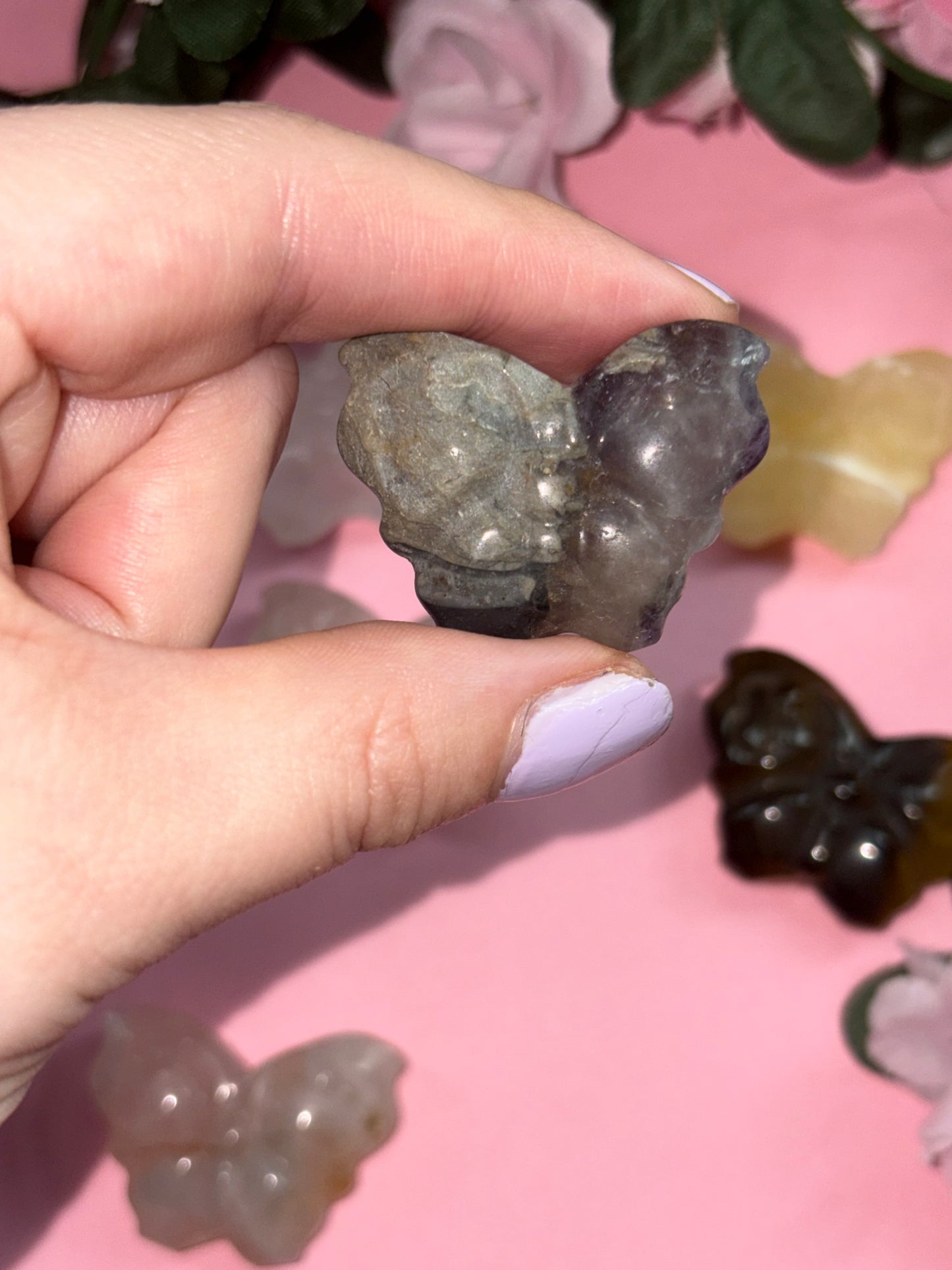 Amethyst Crystal Butterfly Carving