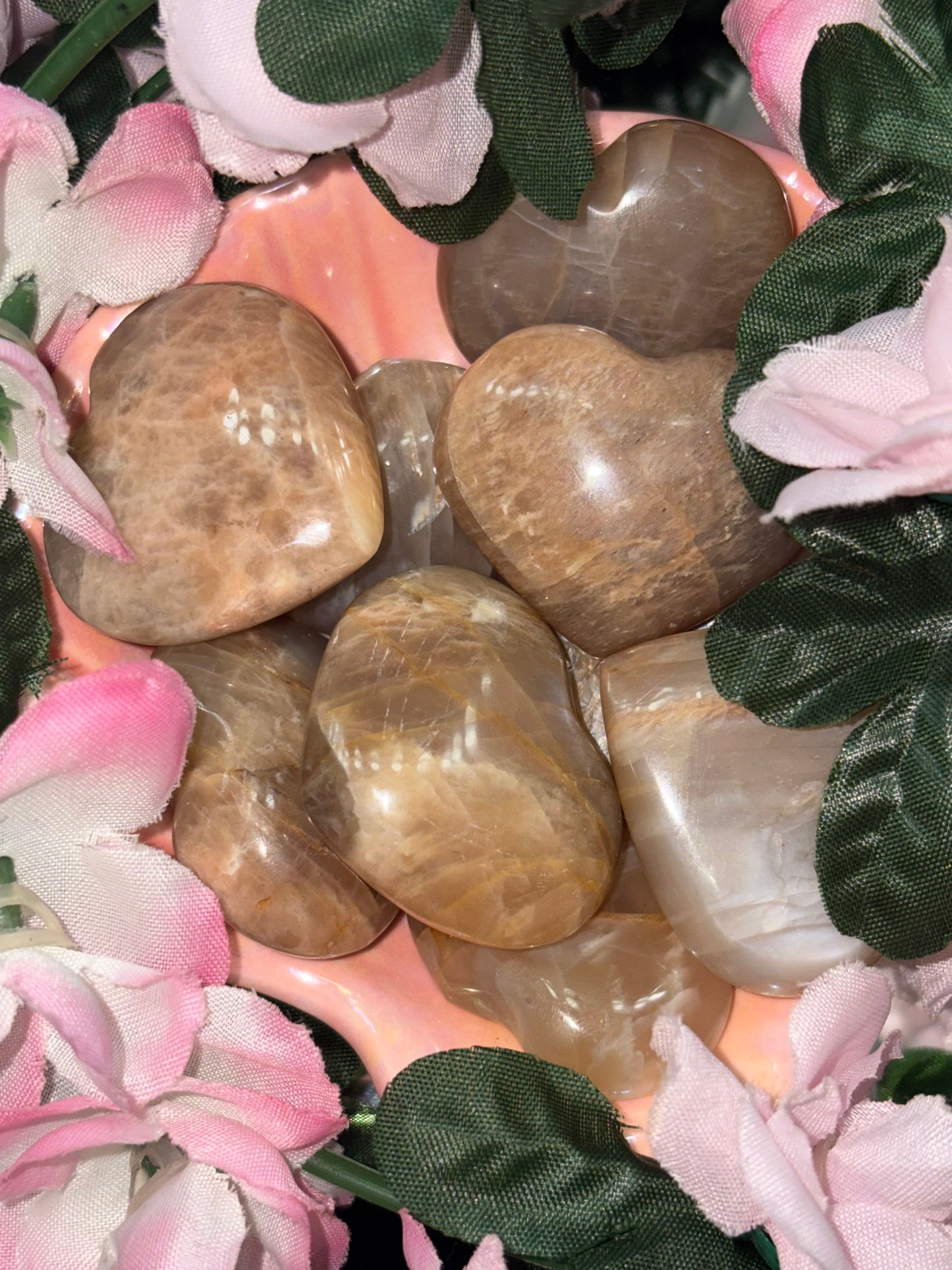 Peach Moonstone Heart From Madagascar