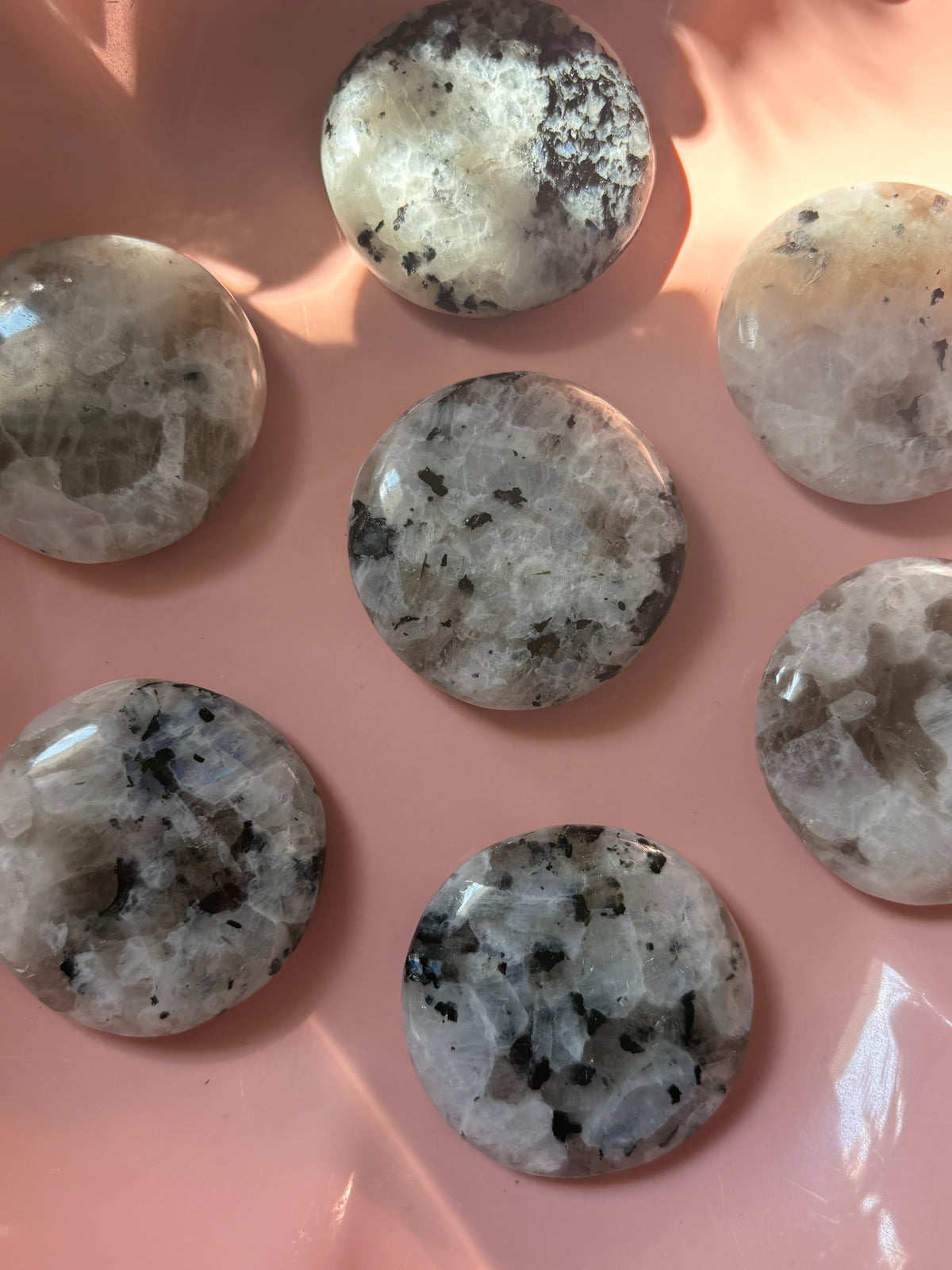 Rainbow Moonstone Flat Palm Stone