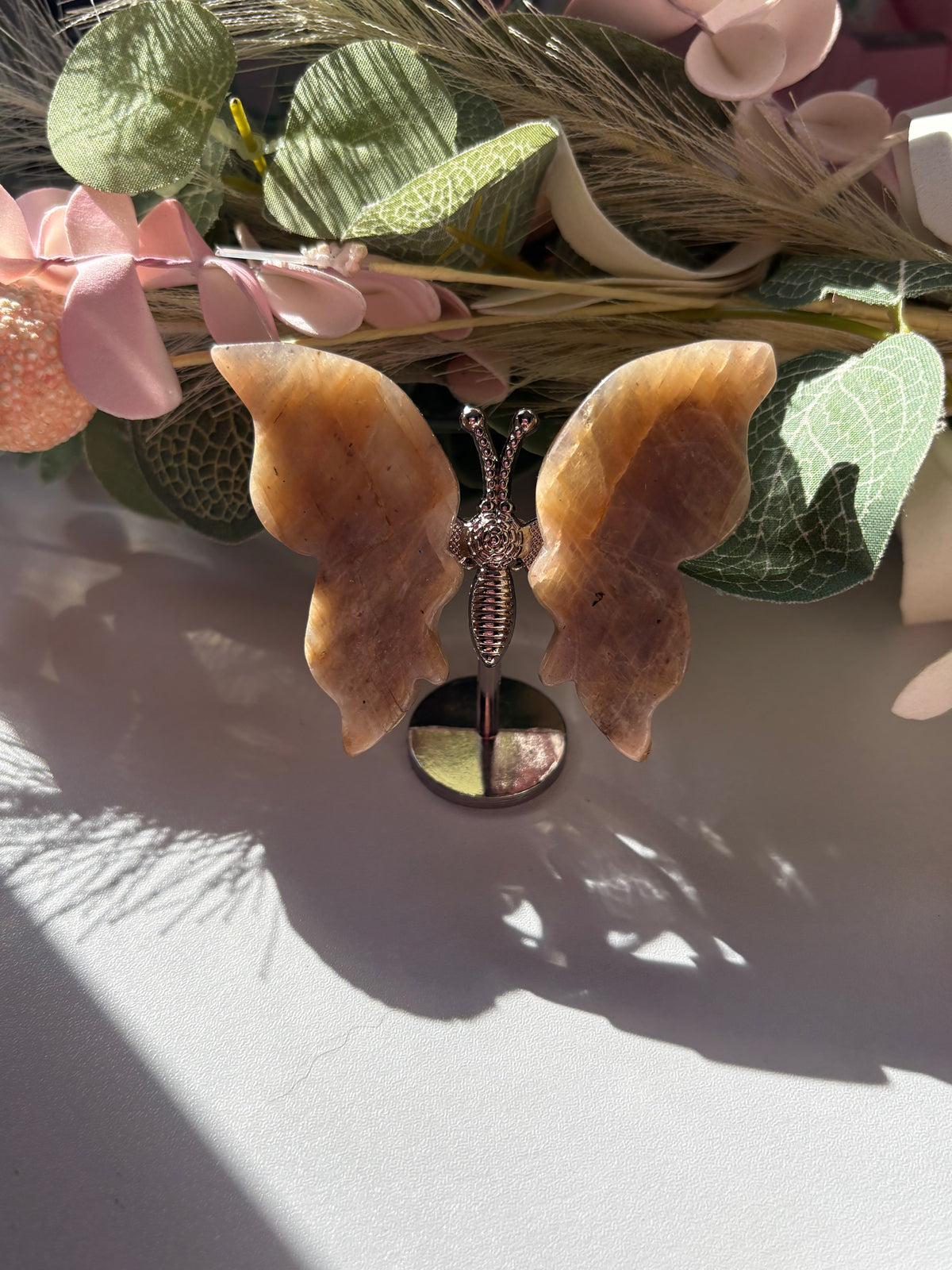 Flashy Moonstone Butterfly Wing Carving – Natural Gemstone for Intuition & Inner Growth