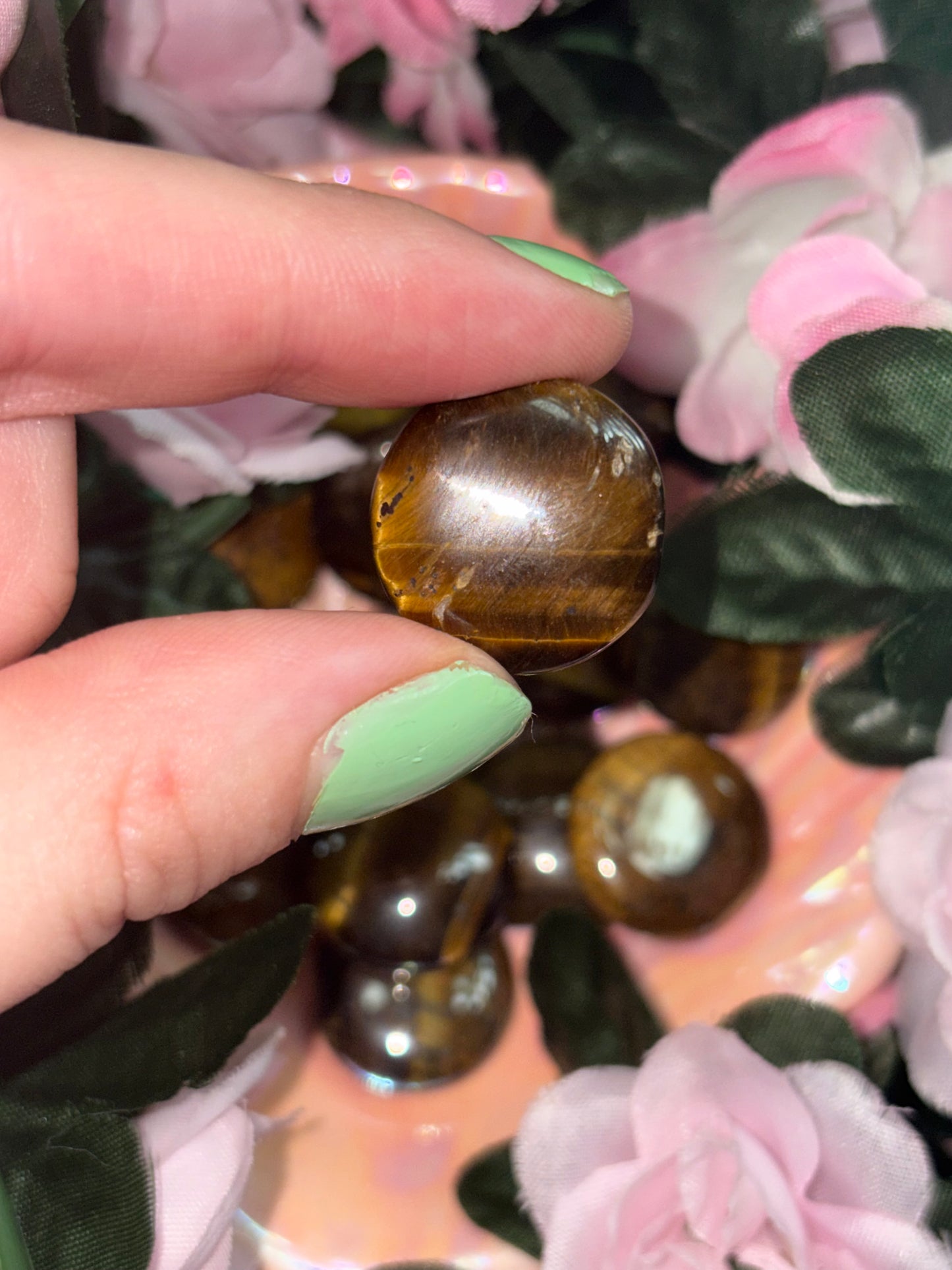 Mini Tigers Eye Palm Stone