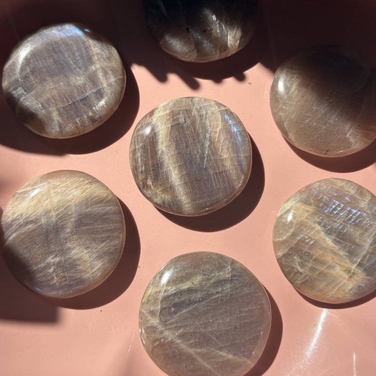 Large Sunstone Moonstone Flat Stone | Blue Flash Moonstone | Natural Rainbow Moonstone