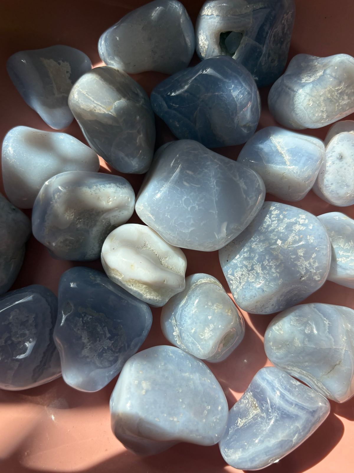 Blue Lace Agate Tumbles From Namibia