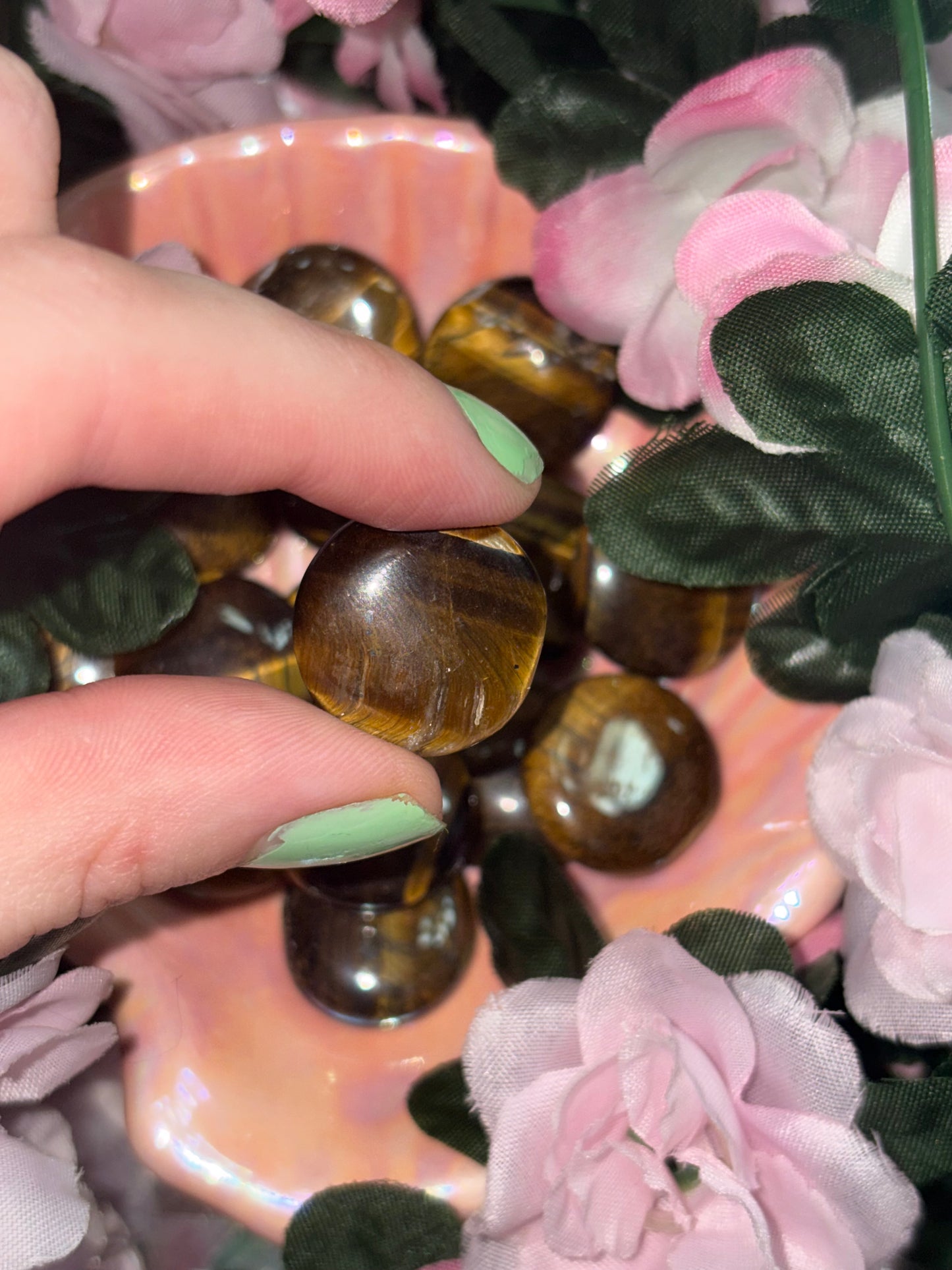 Mini Tigers Eye Palm Stone