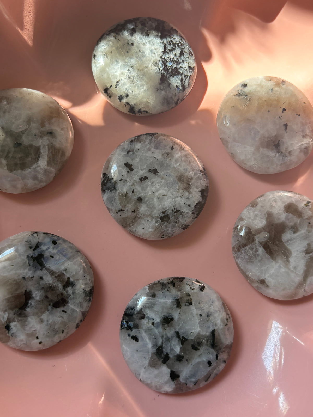 Rainbow Moonstone Flat Palm Stone