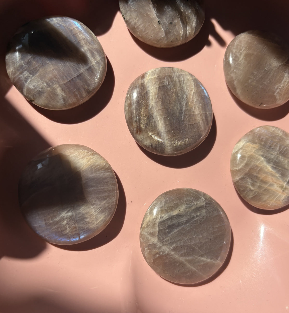 Large Sunstone Moonstone Flat Stone | Blue Flash Moonstone | Natural Rainbow Moonstone