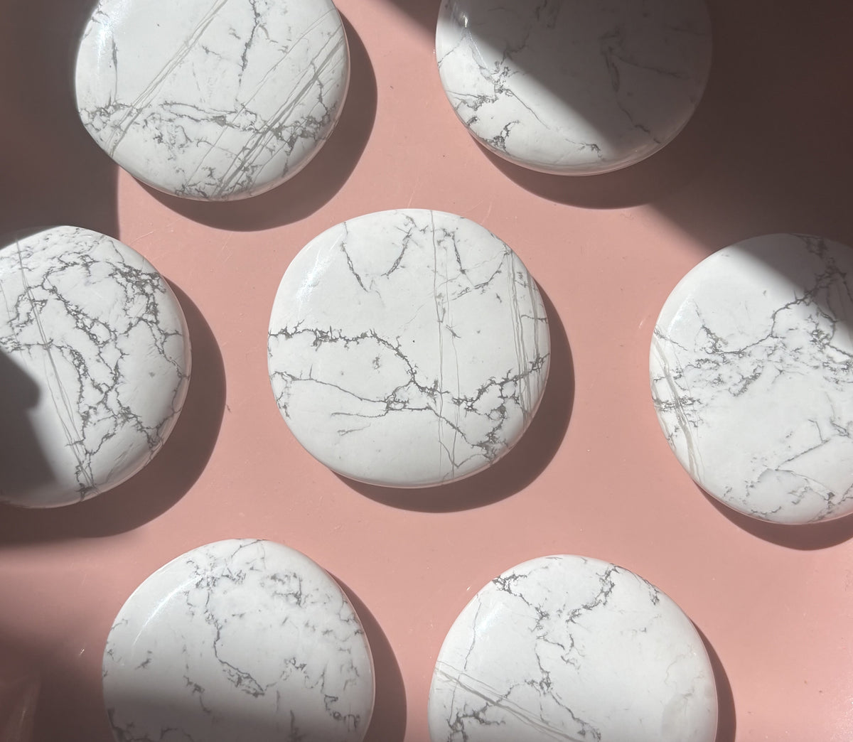 Large Howlite Flat Palm Stone