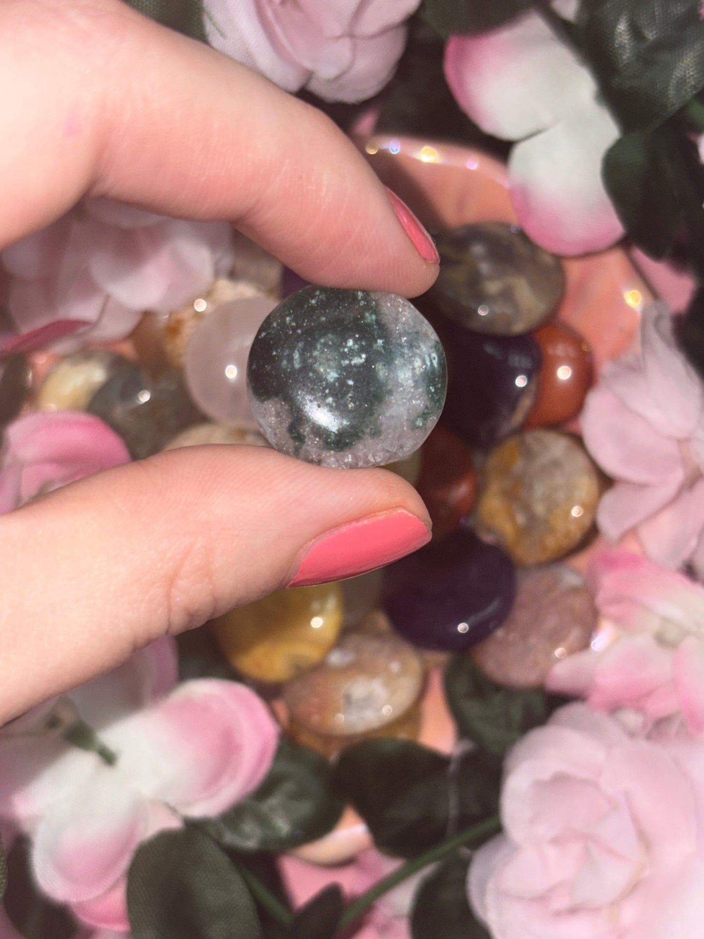 Mini Moss Agate Palm Stone