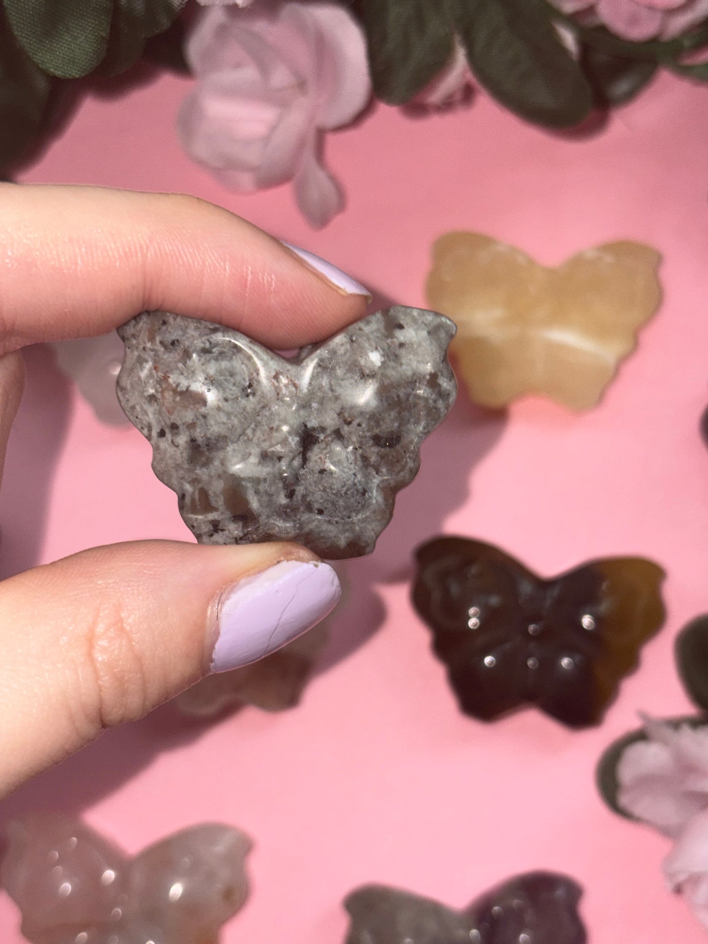 Yooperlite Crystal Butterfly Carving