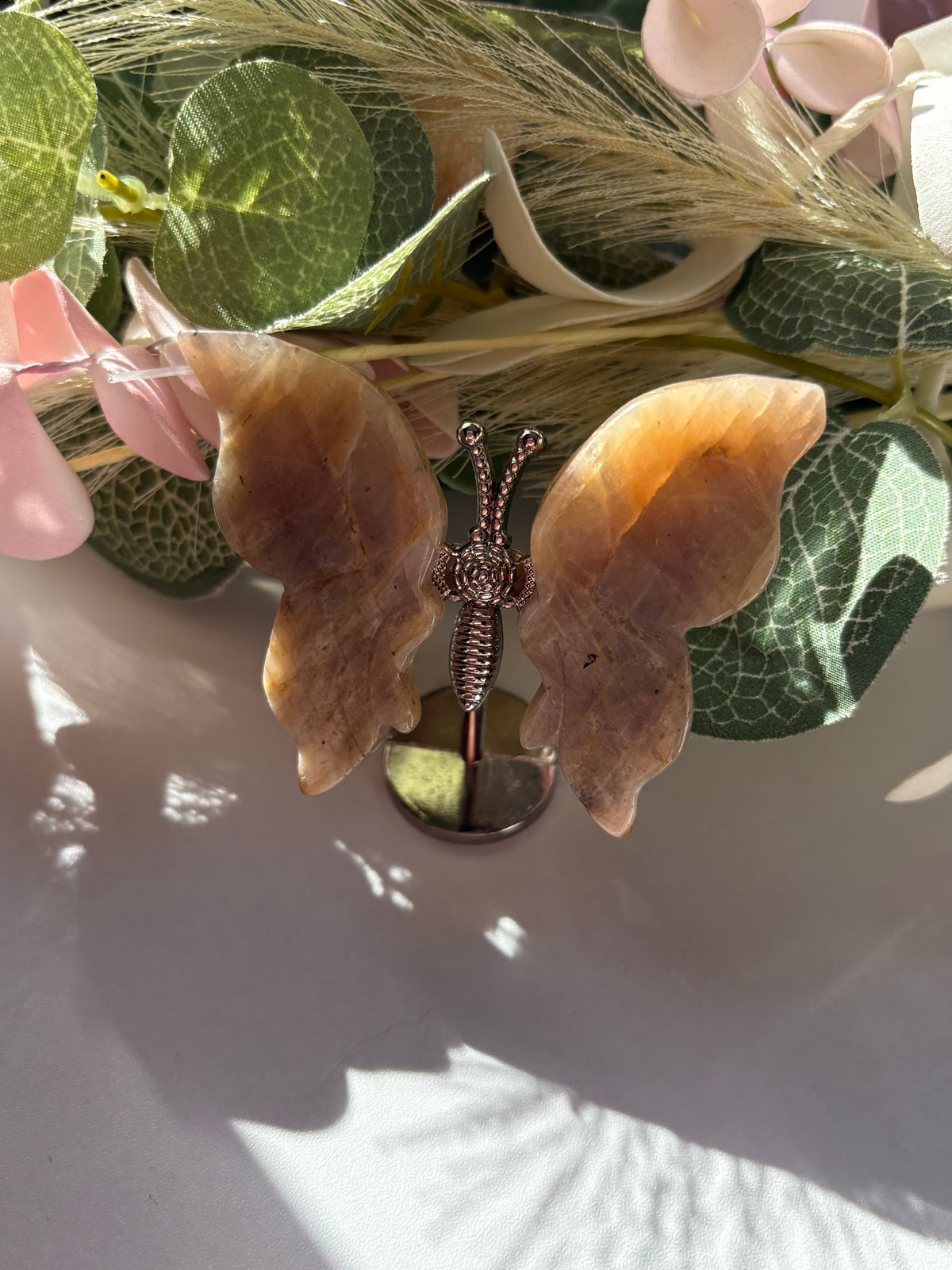 Flashy Moonstone Butterfly Wing Carving – Natural Gemstone for Intuition & Inner Growth