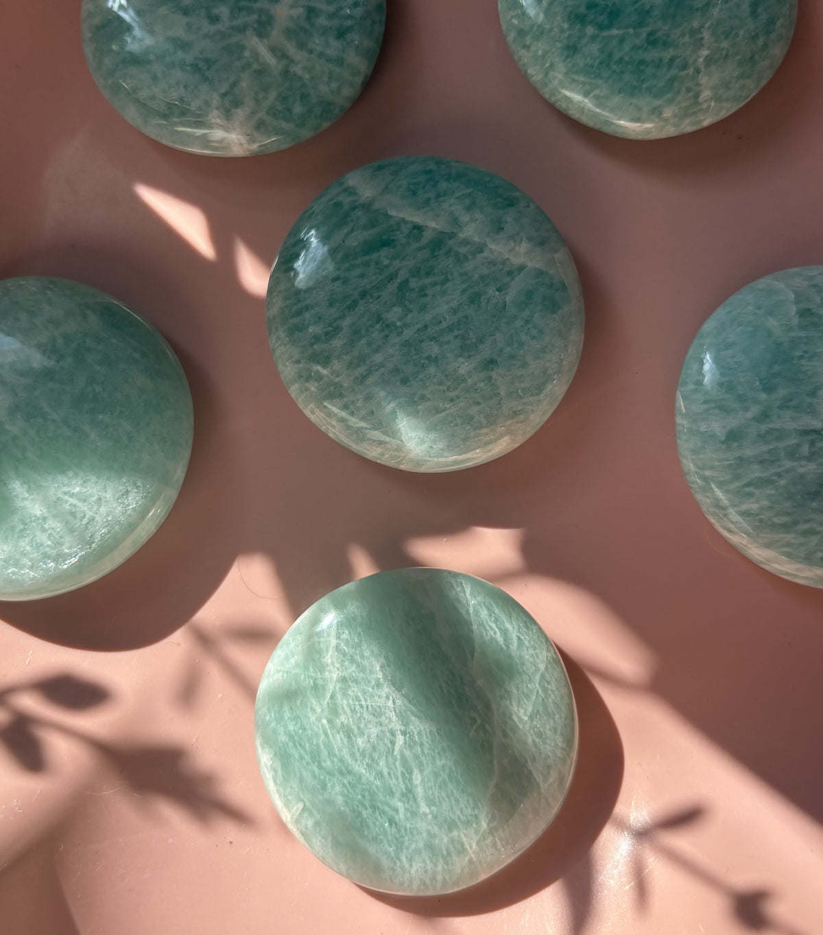Large Flashy Amazonite Flat Palm Stone