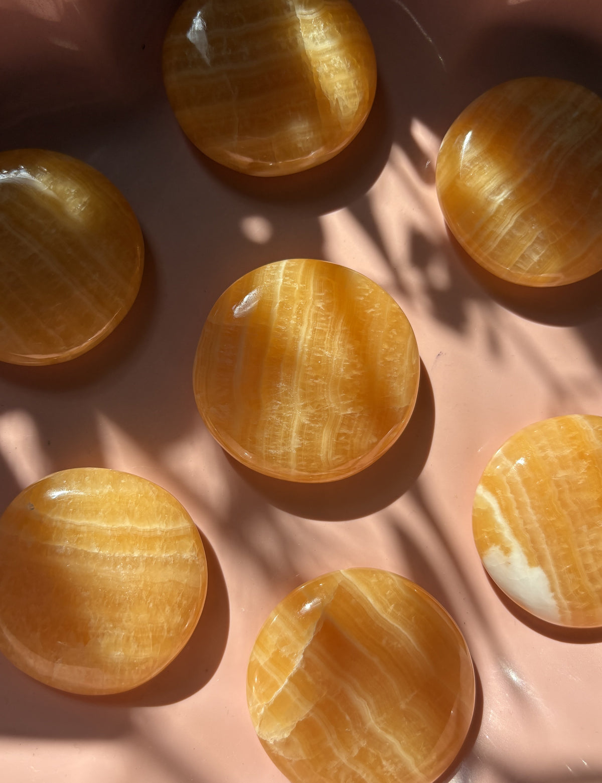 Large Orange Calcite Flat Palm Stone