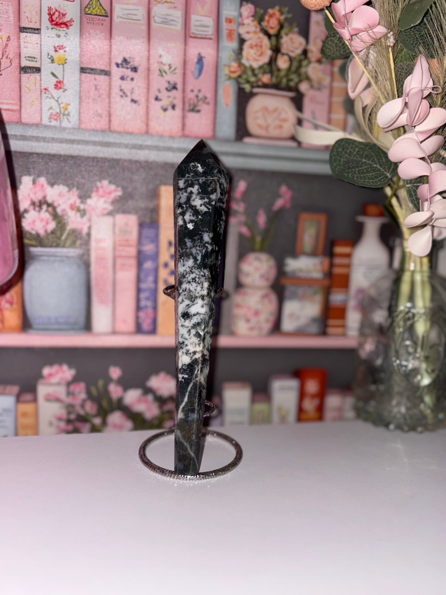 Moss Agate Wand Carving "Stone of Nurturing"