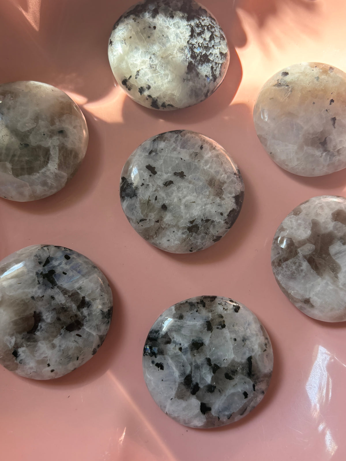 Rainbow Moonstone Flat Palm Stone