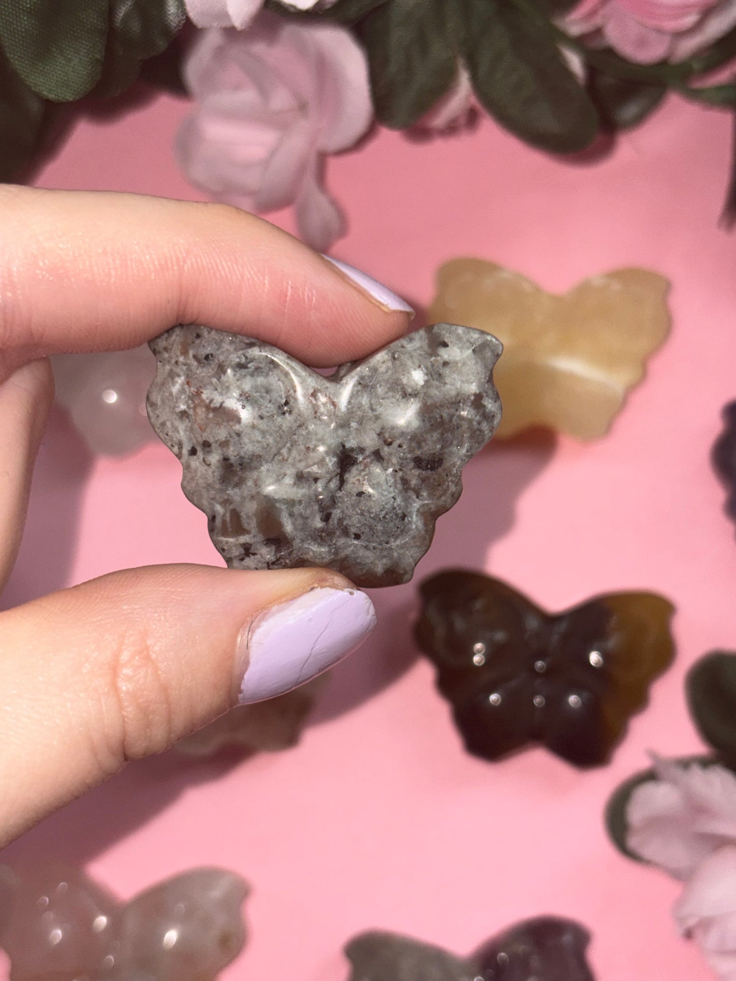 Yooperlite Crystal Butterfly Carving