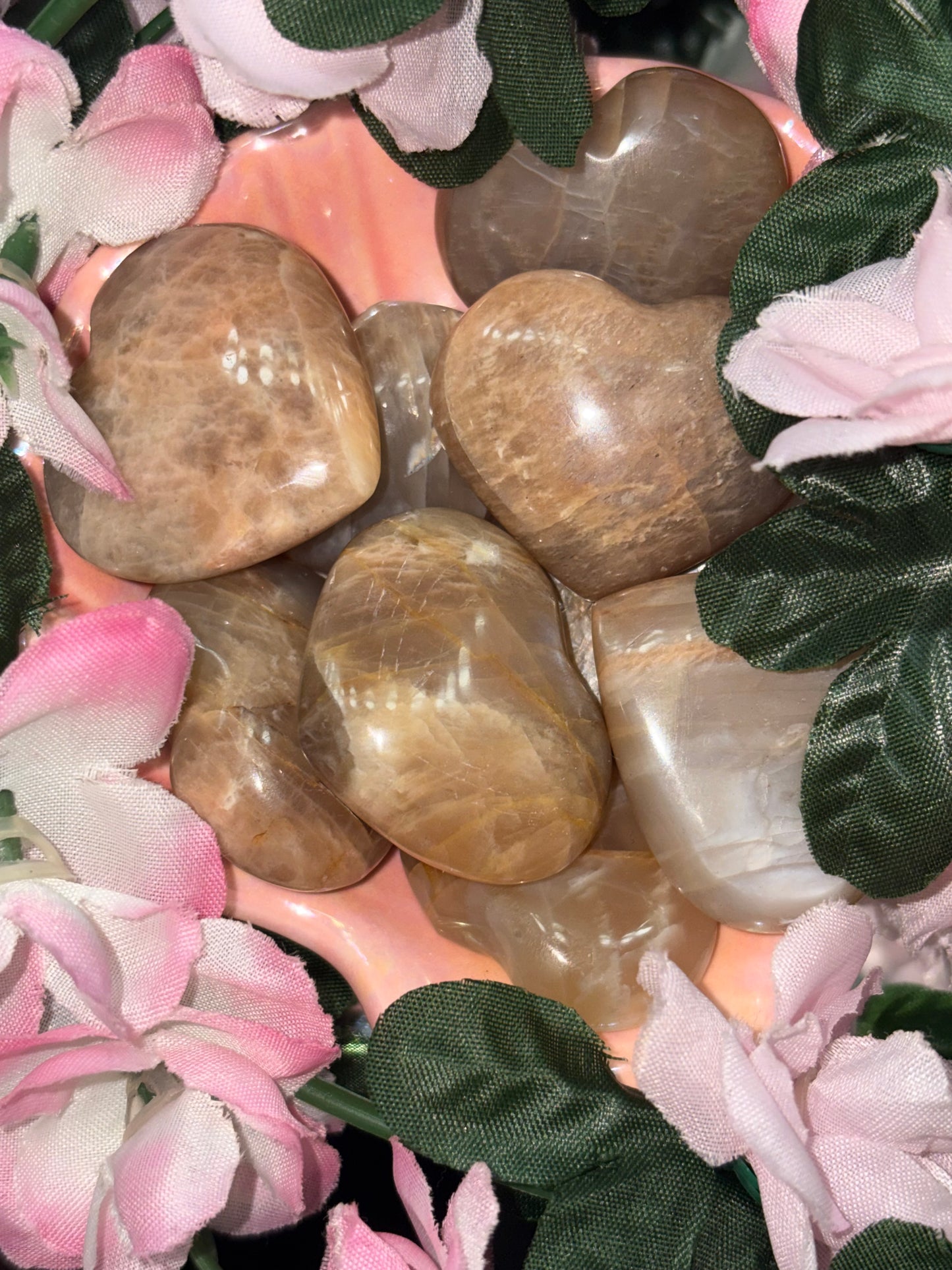 Peach Moonstone Heart From Madagascar