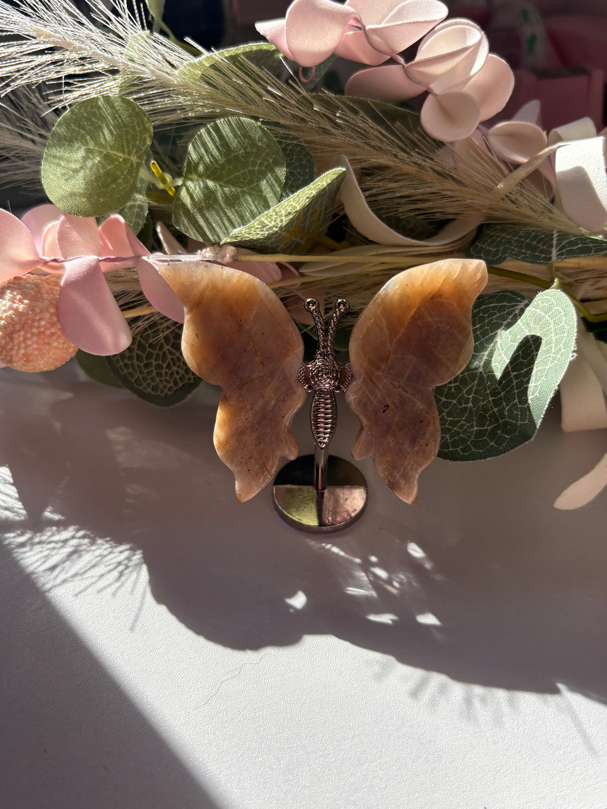 Flashy Moonstone Butterfly Wing Carving – Natural Gemstone for Intuition & Inner Growth