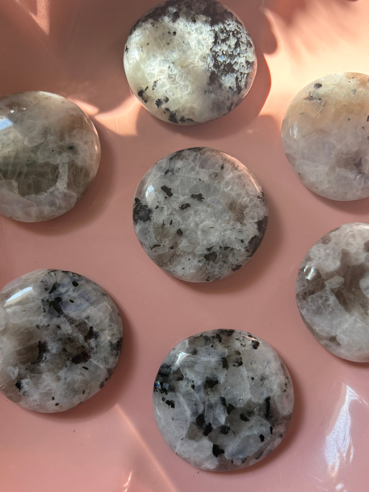 Rainbow Moonstone Flat Palm Stone