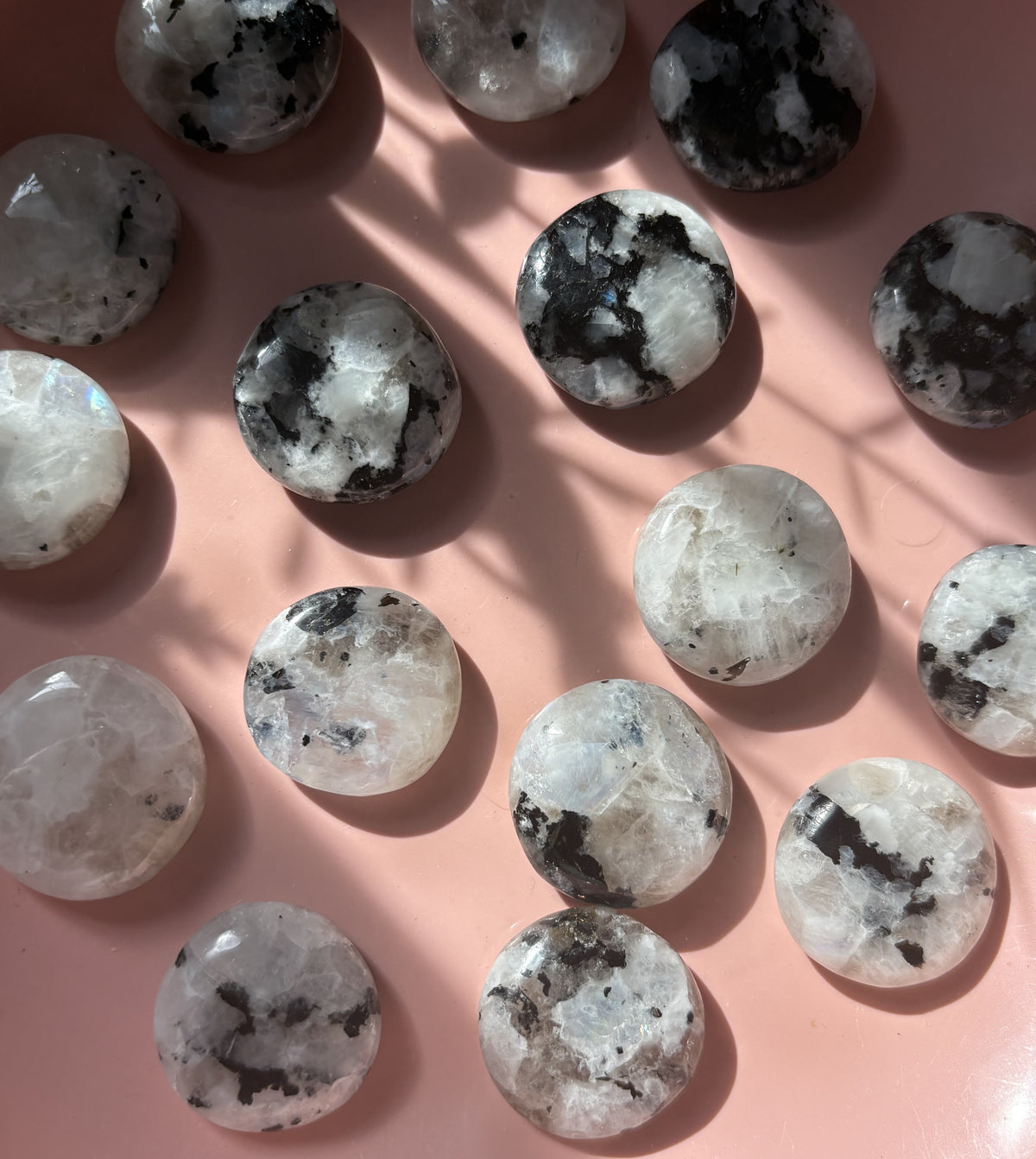 Mini Rainbow Moonstone Flat Palm Stone