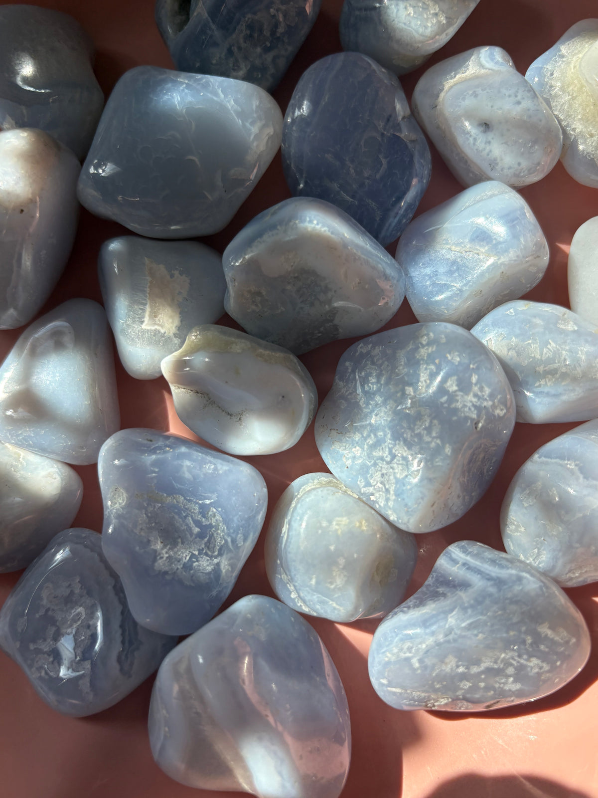 Blue Lace Agate Tumbles From Namibia