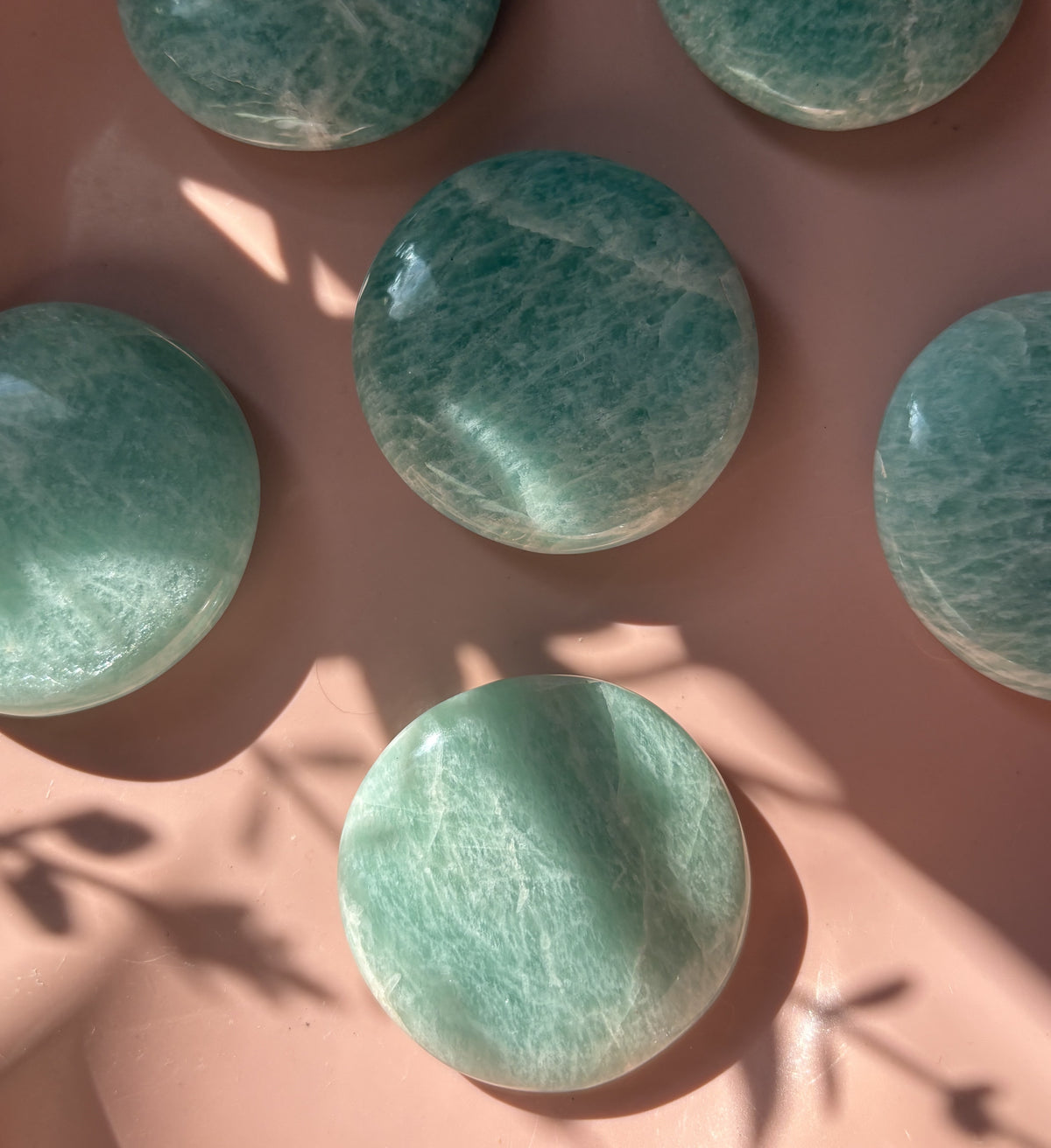 Large Flashy Amazonite Flat Palm Stone