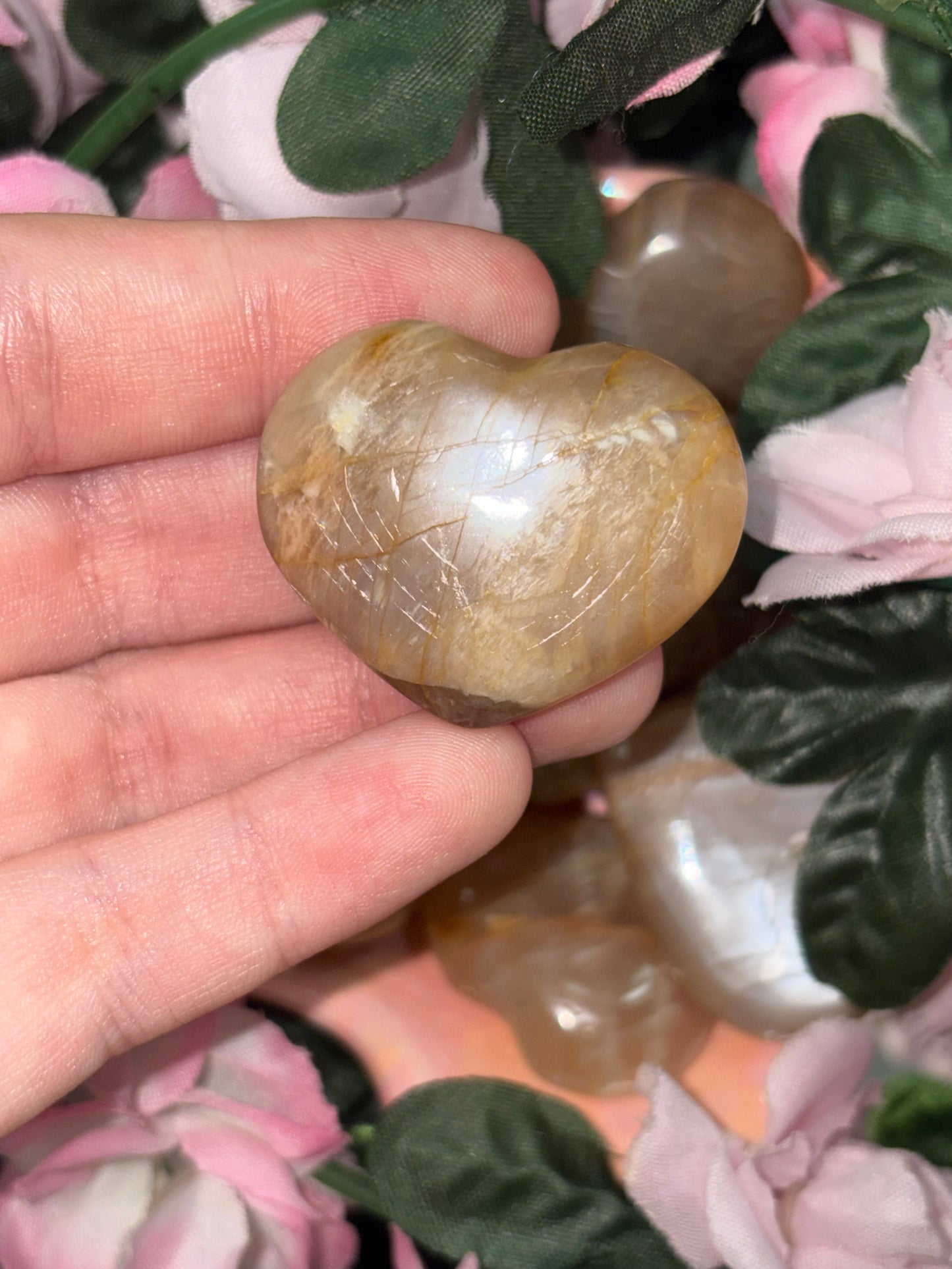 Peach Moonstone Heart From Madagascar
