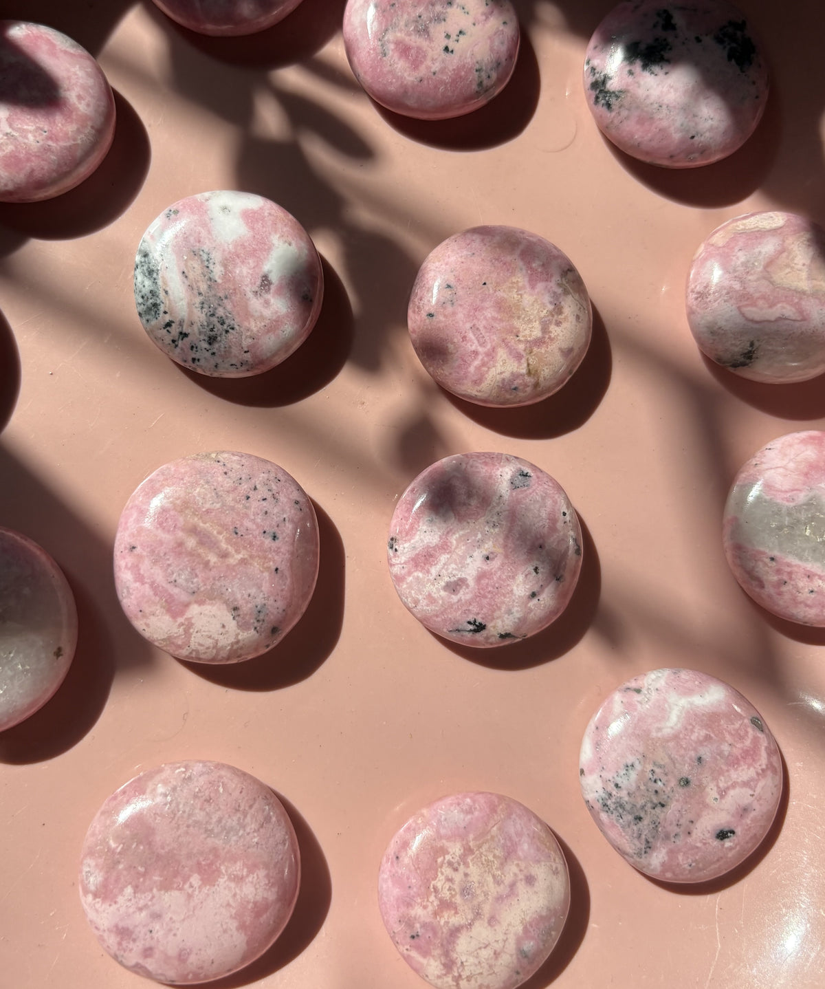 Mini Rhodonite Flat Palm Stone