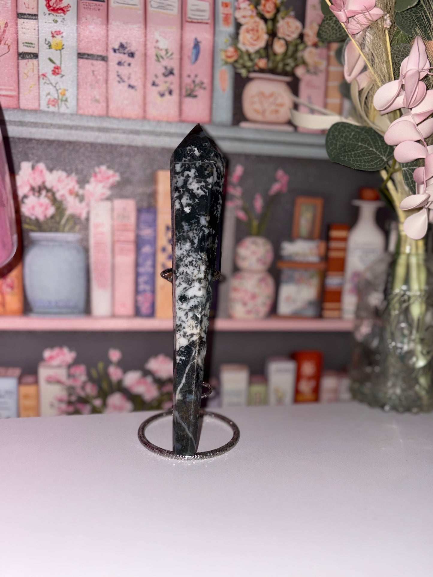 Moss Agate Wand Carving "Stone of Nurturing"