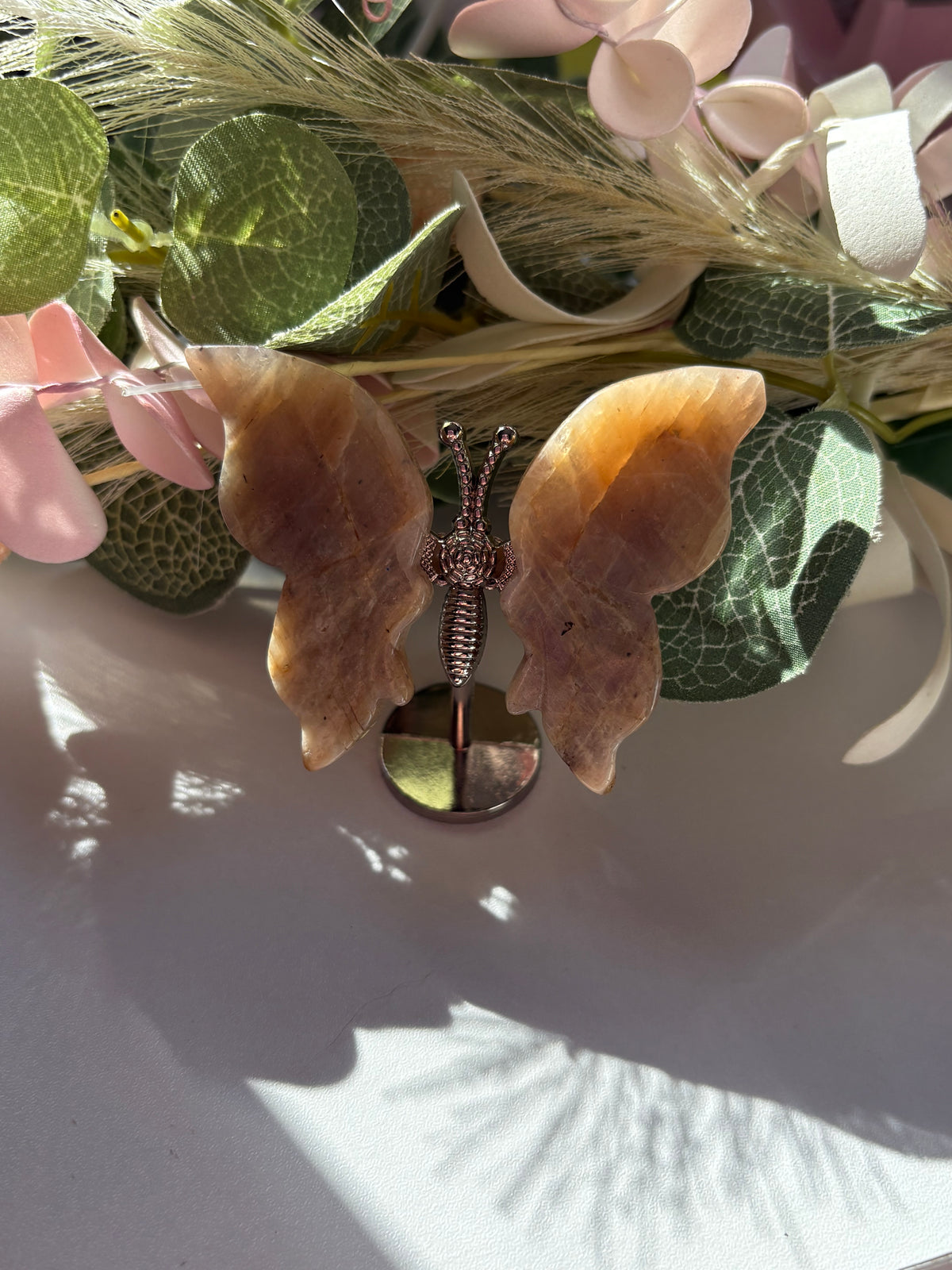 Flashy Moonstone Butterfly Wing Carving – Natural Gemstone for Intuition & Inner Growth