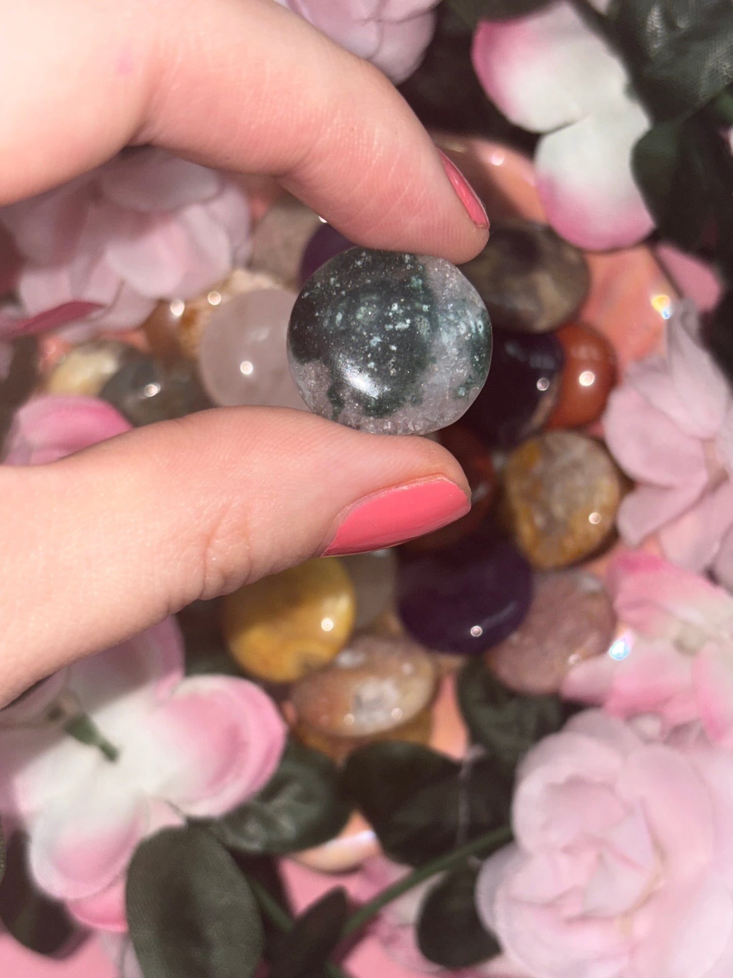 Mini Moss Agate Palm Stone