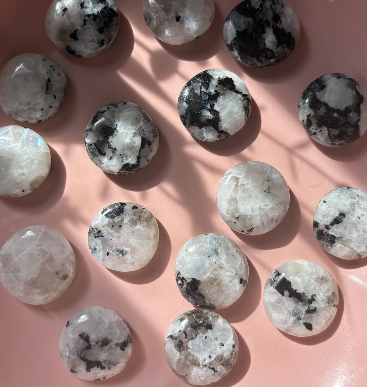 Mini Rainbow Moonstone Flat Palm Stone