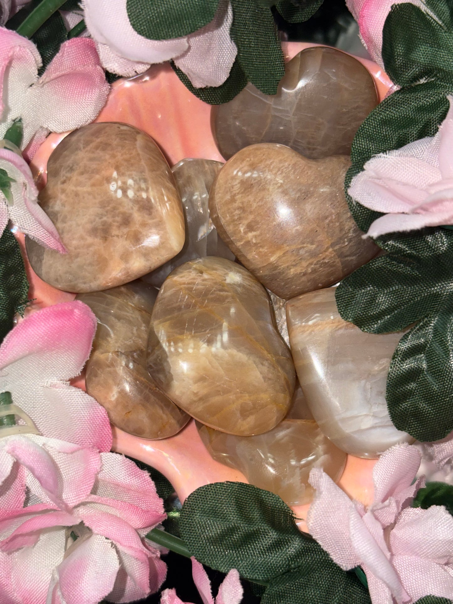 Peach Moonstone Heart From Madagascar
