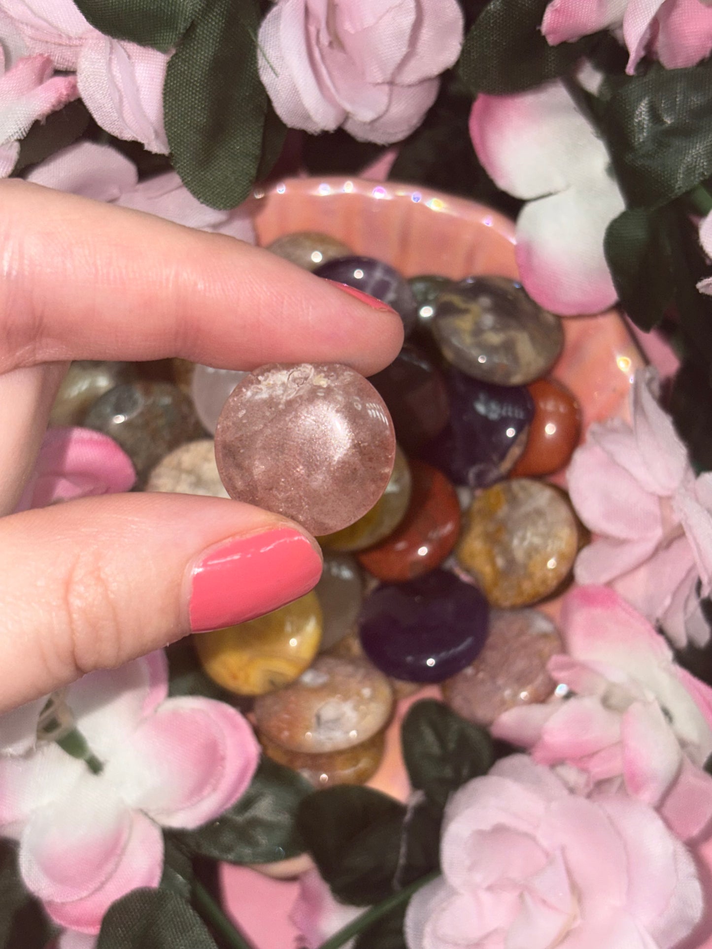Strawberry Quartz Mini Palm Stone