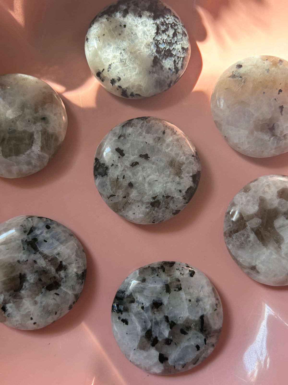 Rainbow Moonstone Flat Palm Stone