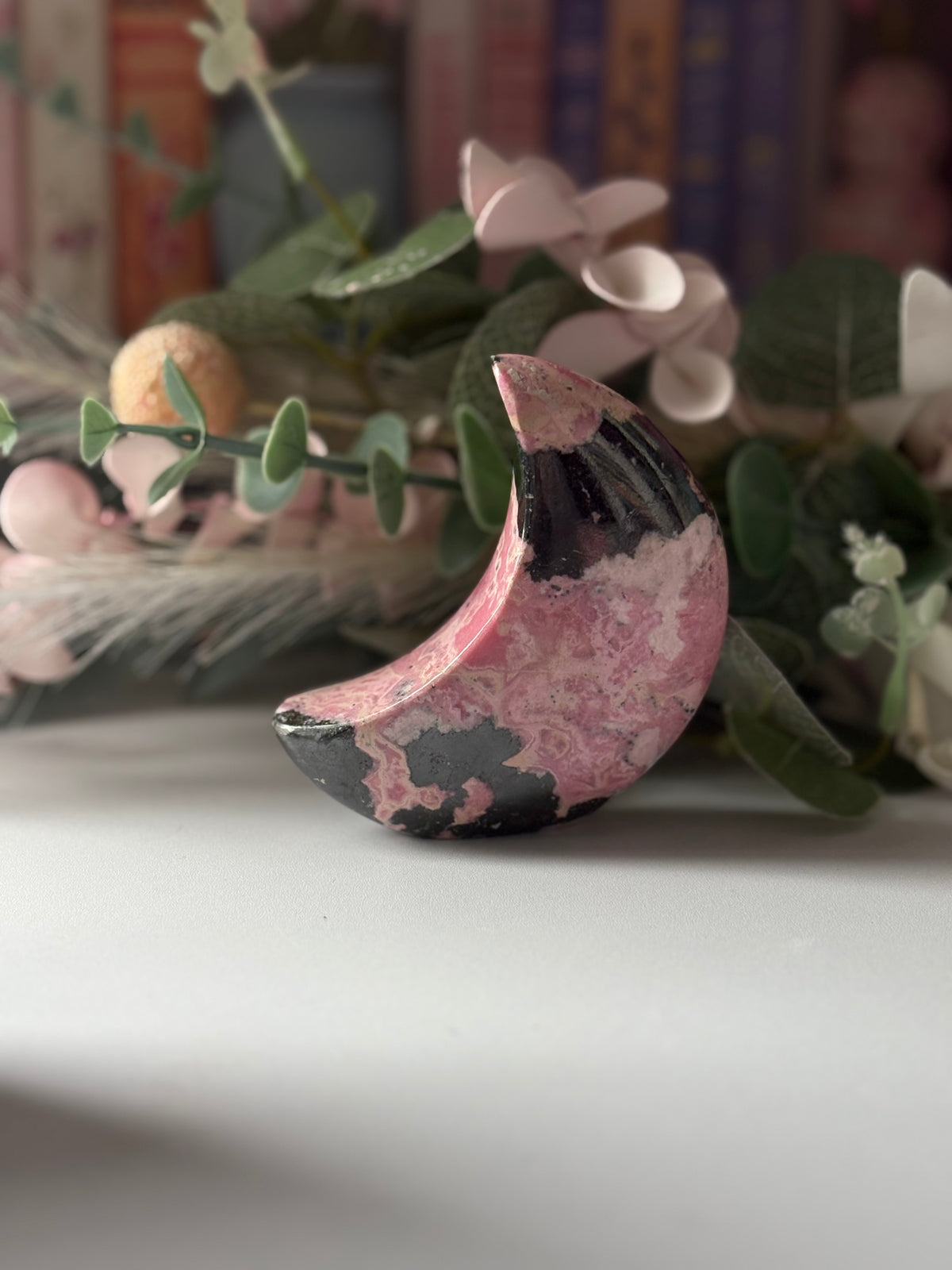🌙 Peruvian Rhodonite Self-Standing Moons 🌙