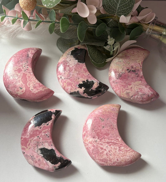 🌙 Peruvian Rhodonite Self-Standing Moons 🌙
