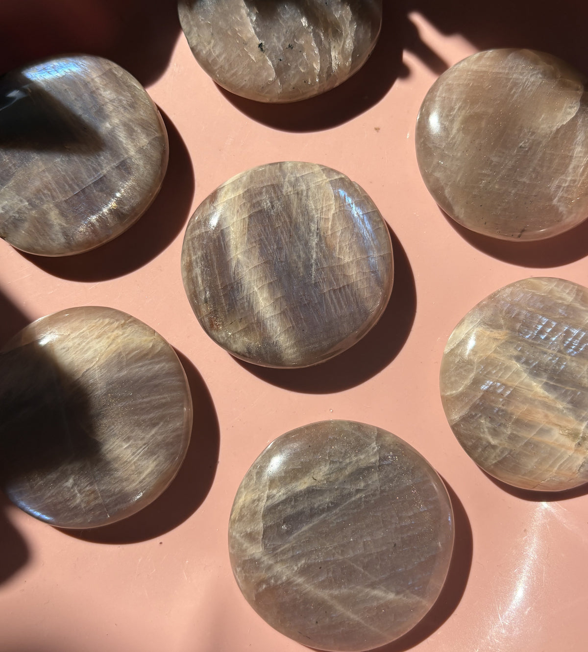 Large Sunstone Moonstone Flat Stone | Blue Flash Moonstone | Natural Rainbow Moonstone
