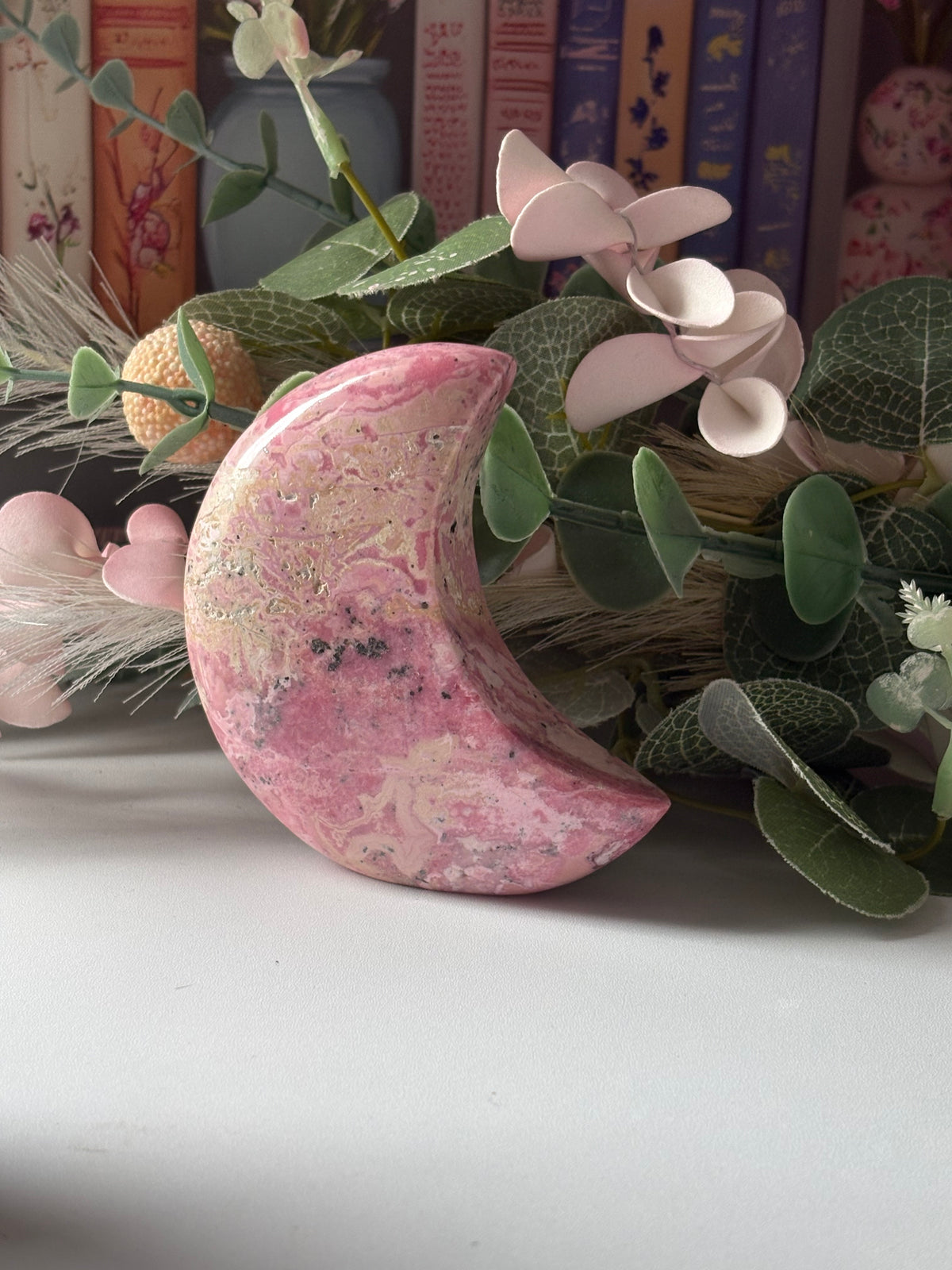 🌙 Peruvian Rhodonite Self-Standing Moons 🌙