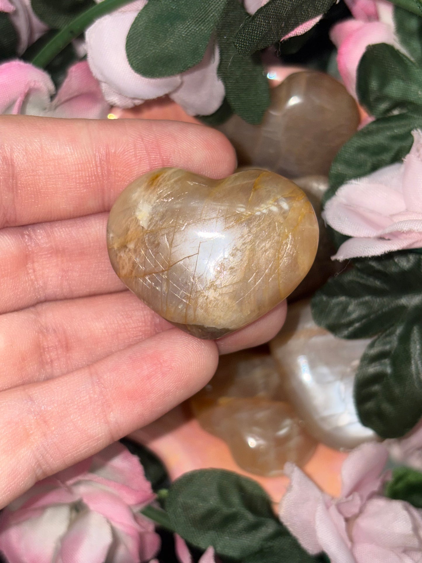 Peach Moonstone Heart From Madagascar