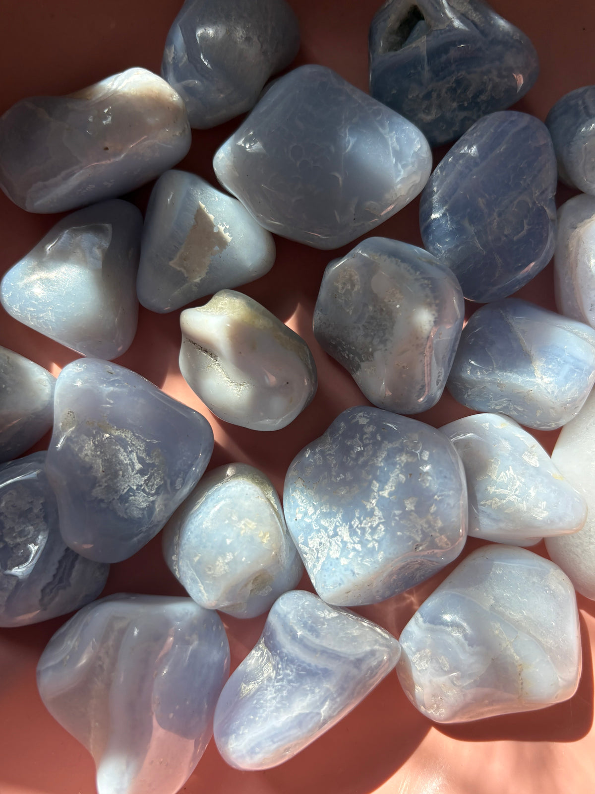 Blue Lace Agate Tumbles From Namibia