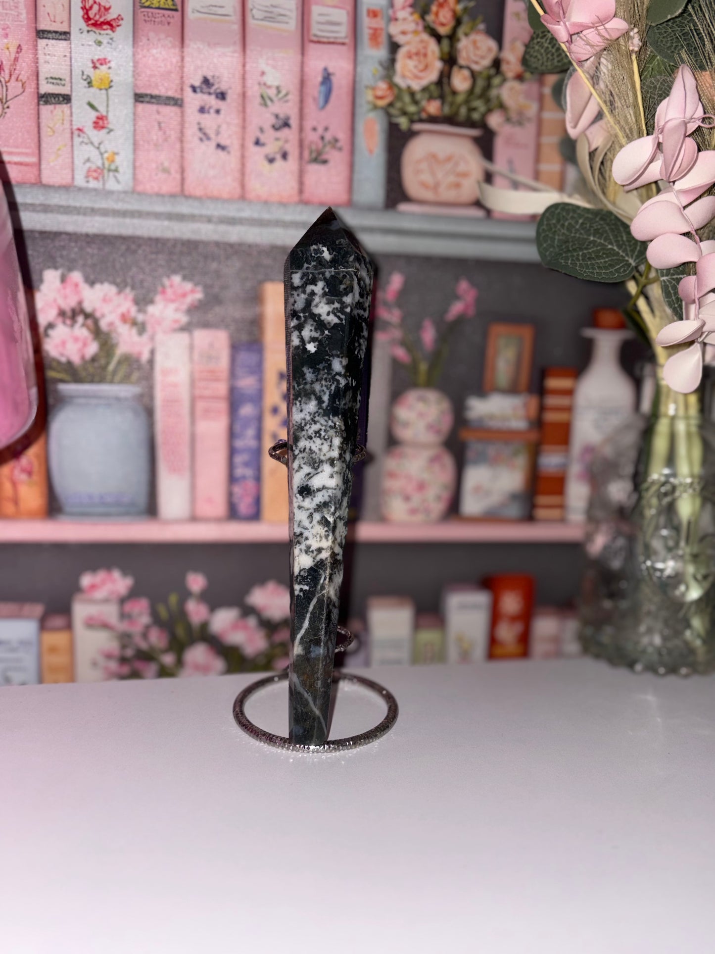 Moss Agate Wand Carving "Stone of Nurturing"