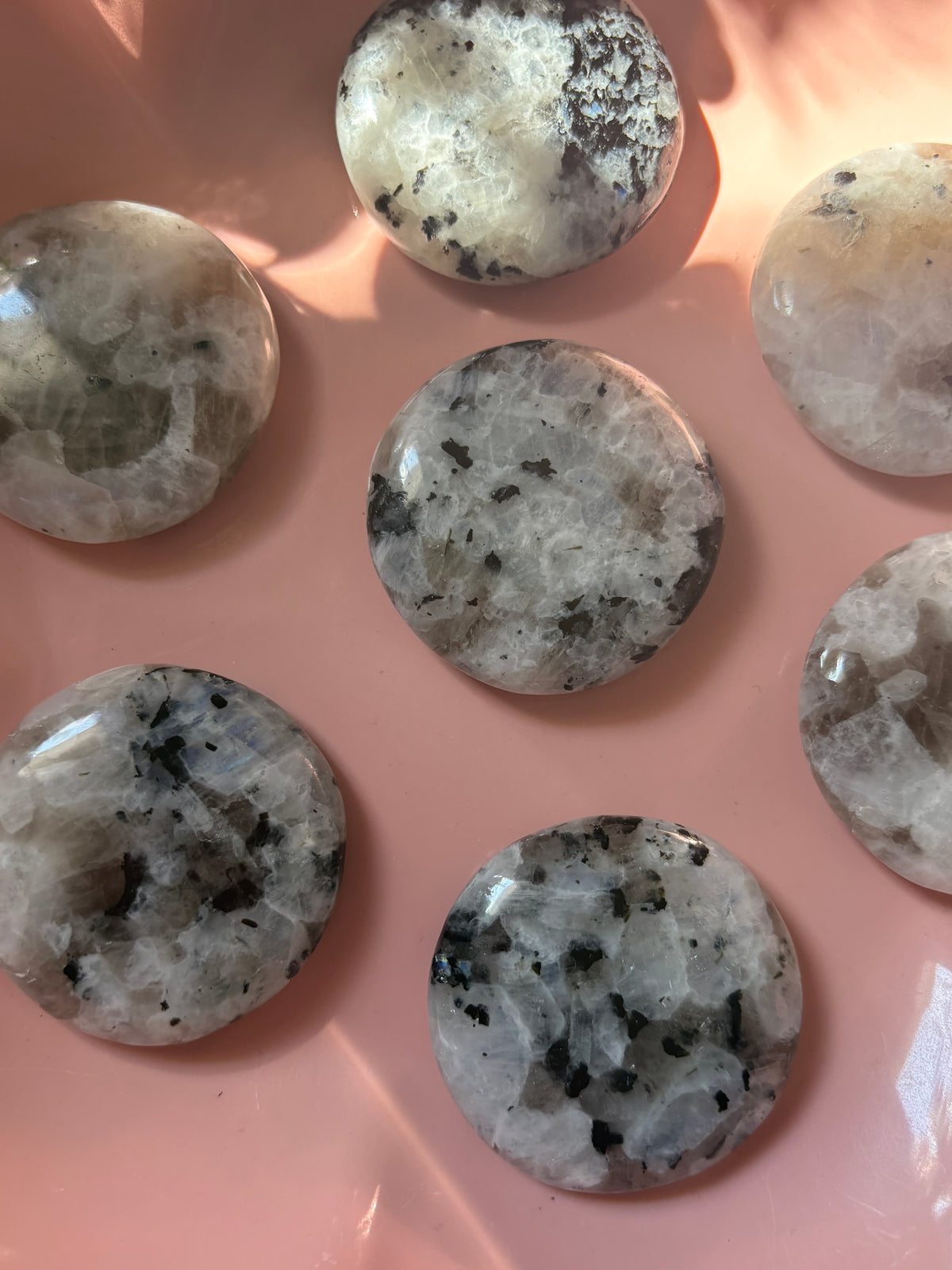 Rainbow Moonstone Flat Palm Stone