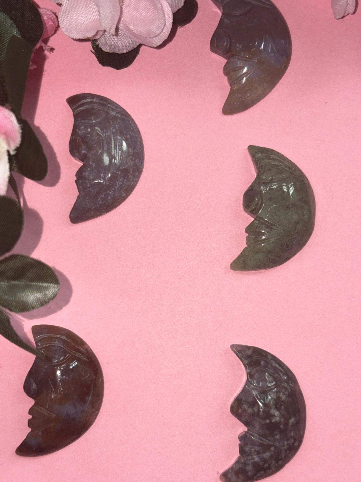 Ocean Jasper Moon Face Carving From Madagascar