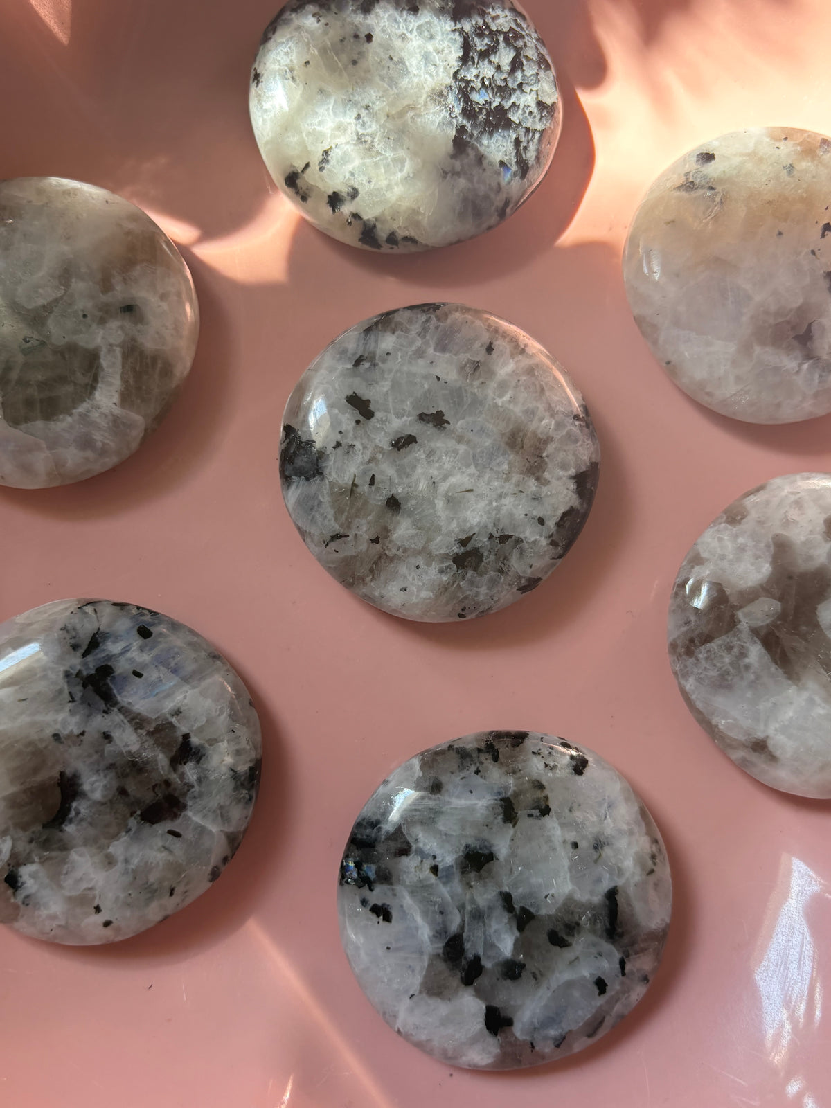 Rainbow Moonstone Flat Palm Stone