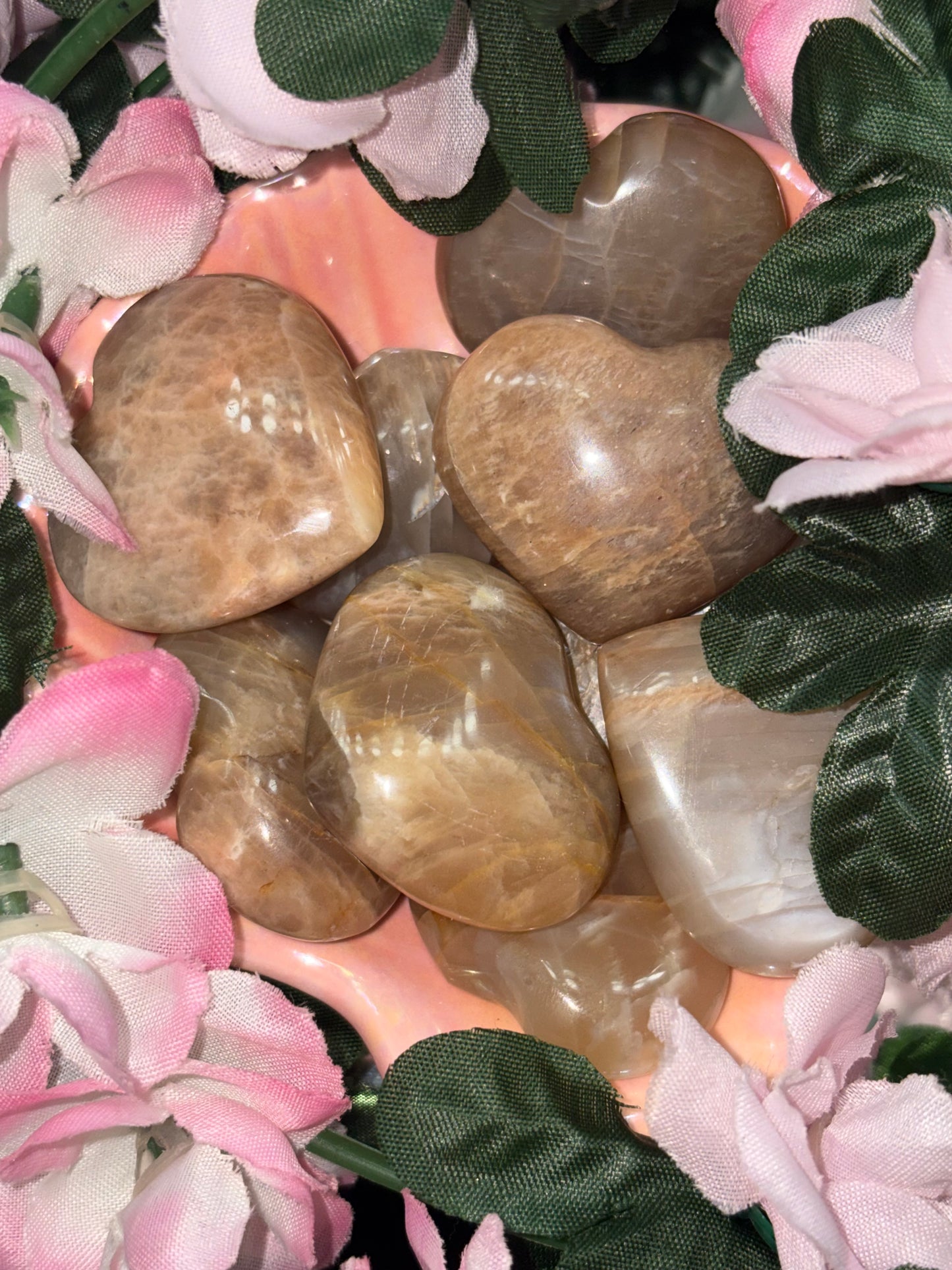 Peach Moonstone Heart From Madagascar