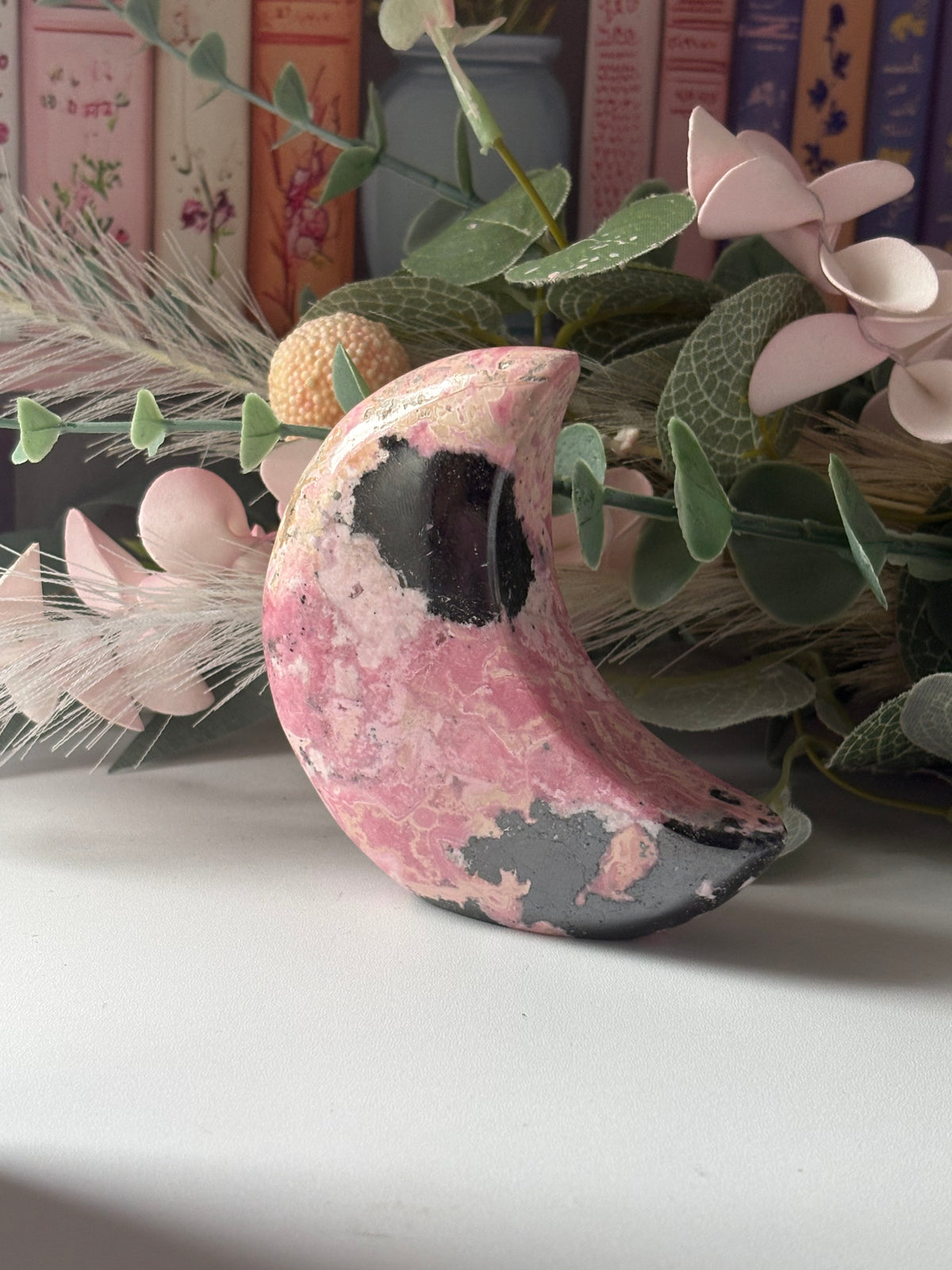 🌙 Peruvian Rhodonite Self-Standing Moons 🌙