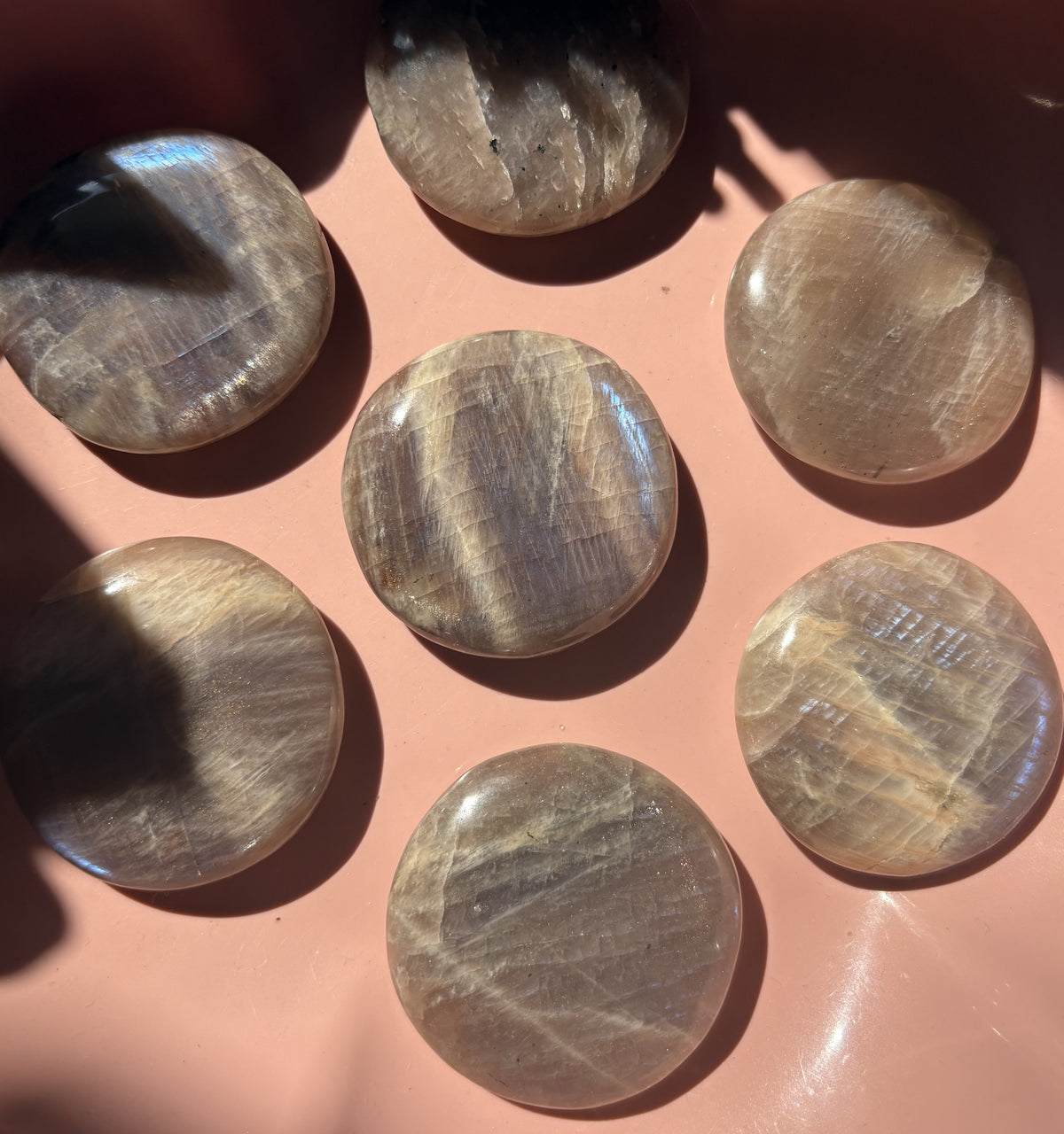 Large Sunstone Moonstone Flat Stone | Blue Flash Moonstone | Natural Rainbow Moonstone