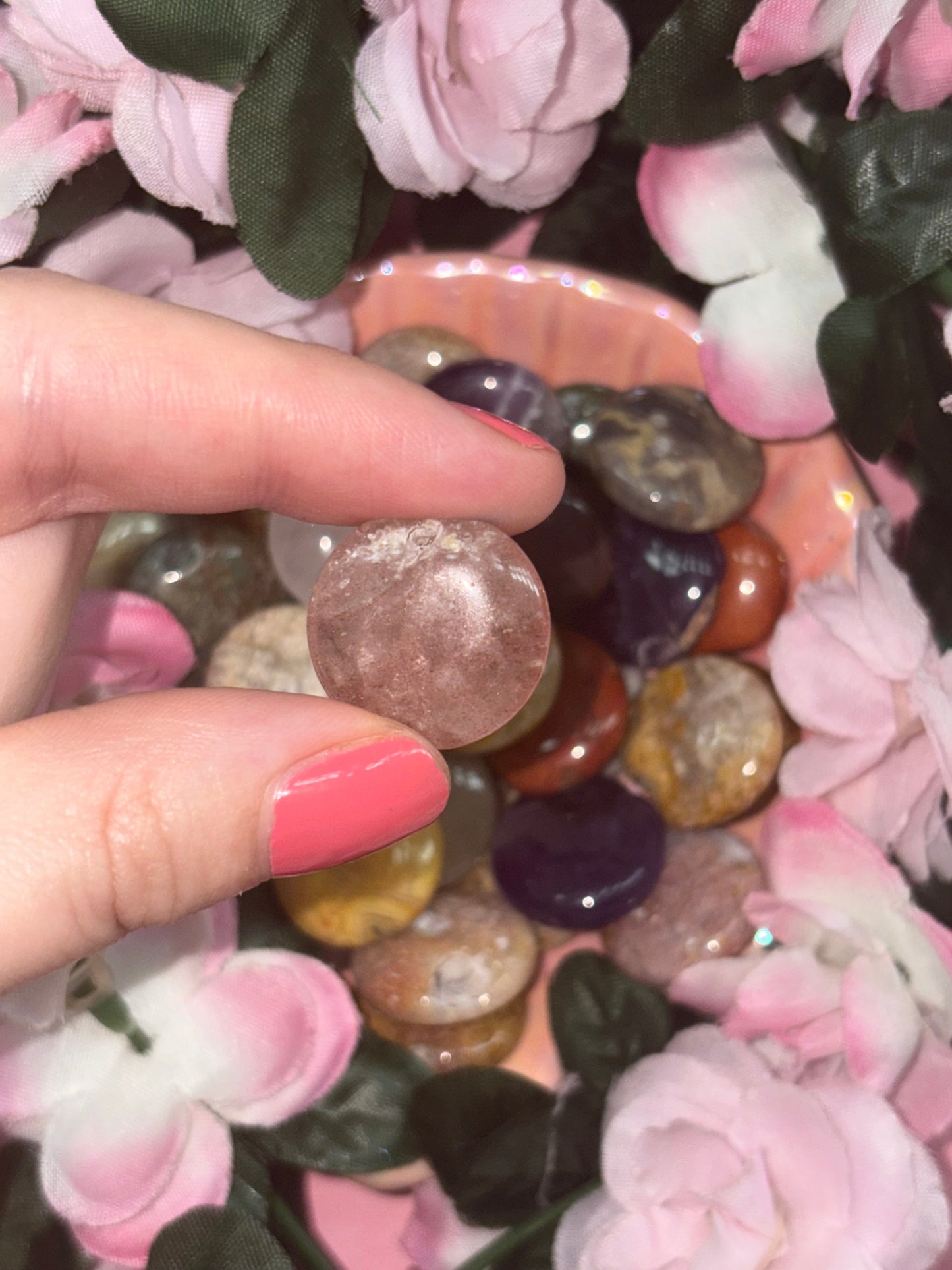 Strawberry Quartz Mini Palm Stone