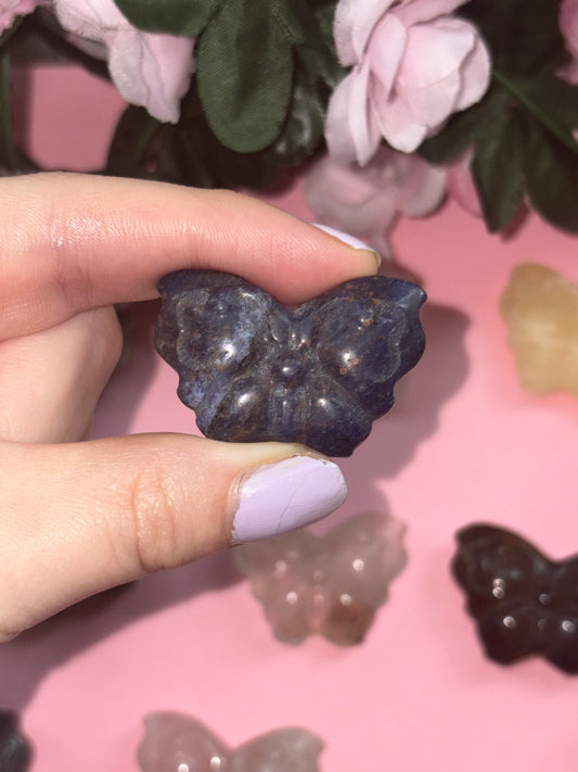 Sodalite Crystal Butterfly Carving