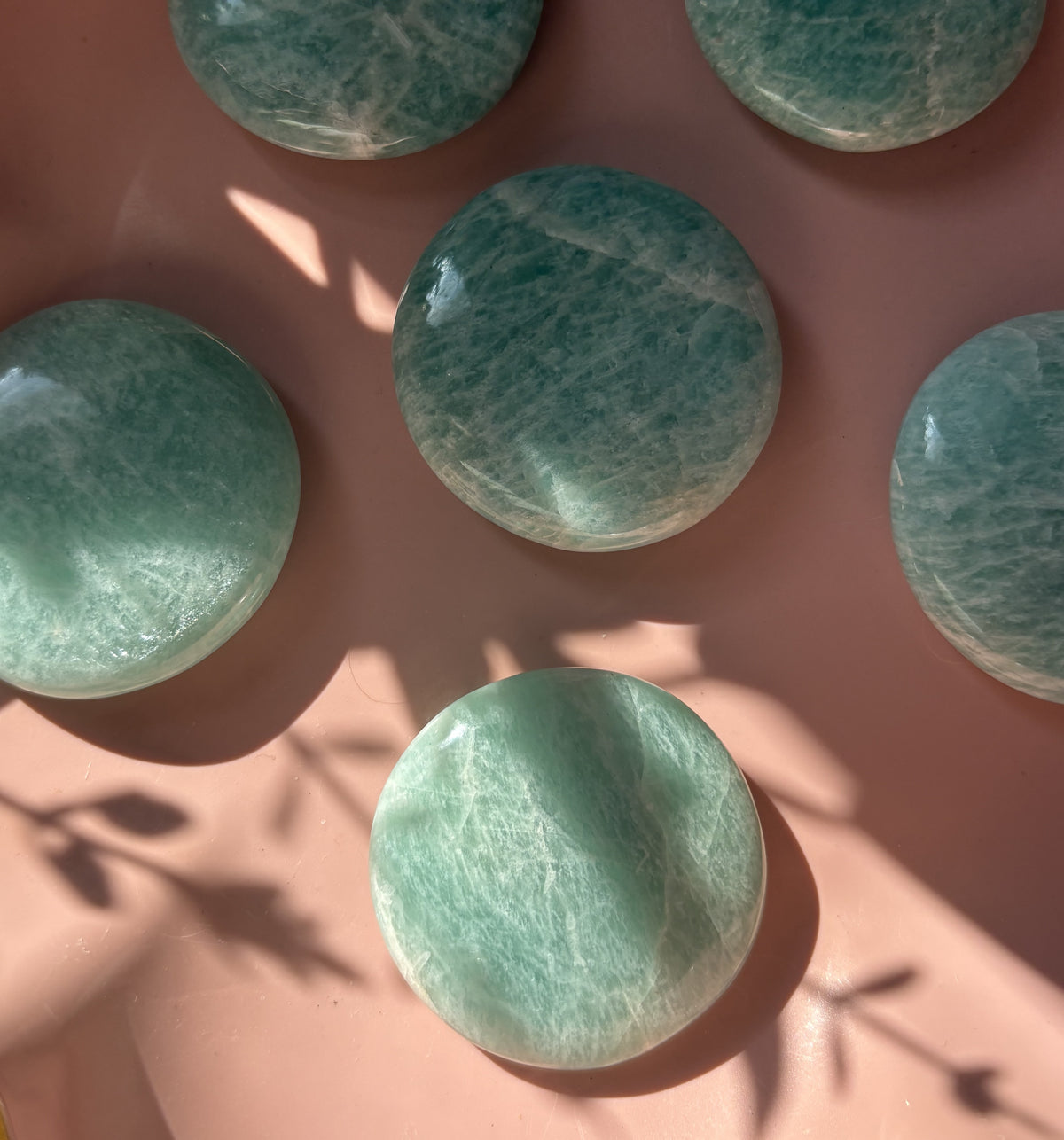 Large Flashy Amazonite Flat Palm Stone